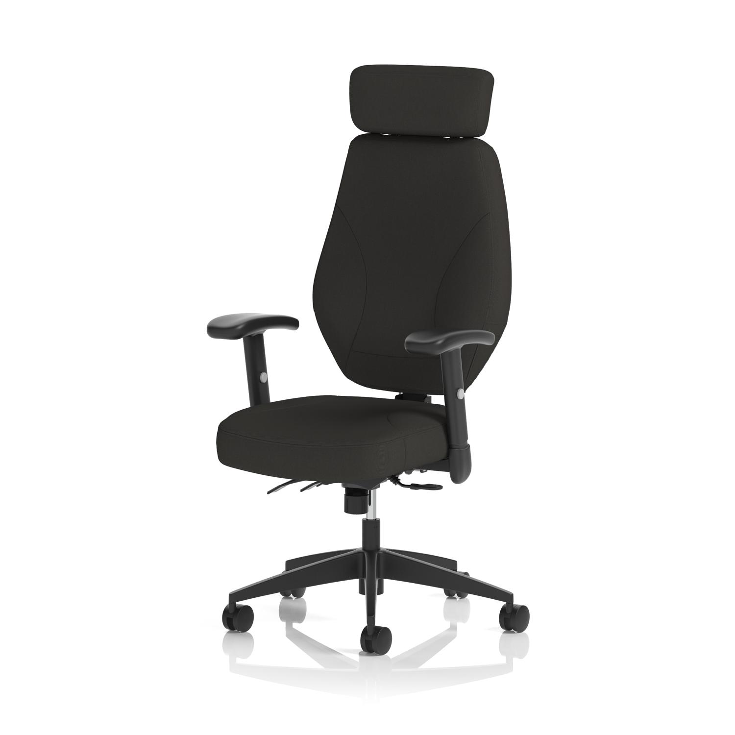 Nexus High Back Black Fabric Ergonomic Task Operator Office Chair with Arms and Headrest Black Fabric