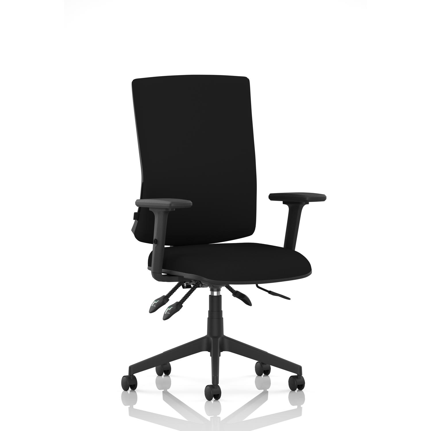 Orlena High Back Task Operator Chair With Arms Black Fabric