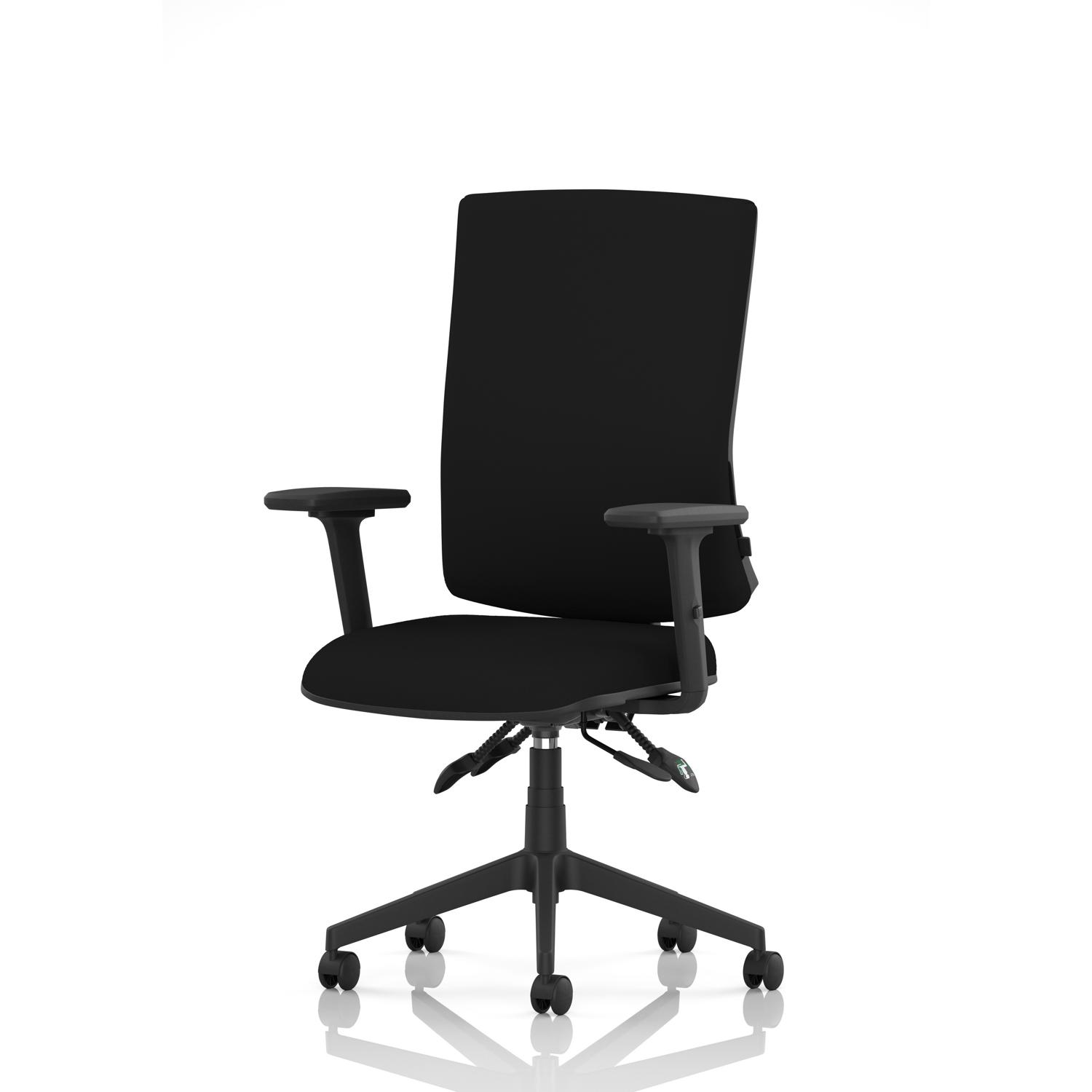 Orlena High Back Task Operator Chair With Arms Black Fabric