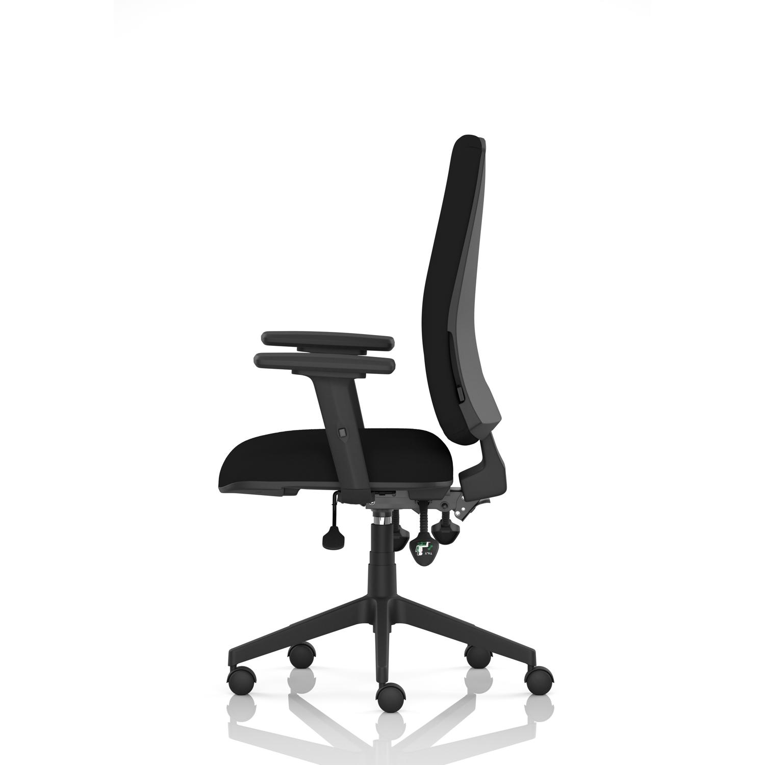 Orlena High Back Task Operator Chair With Arms Black Fabric