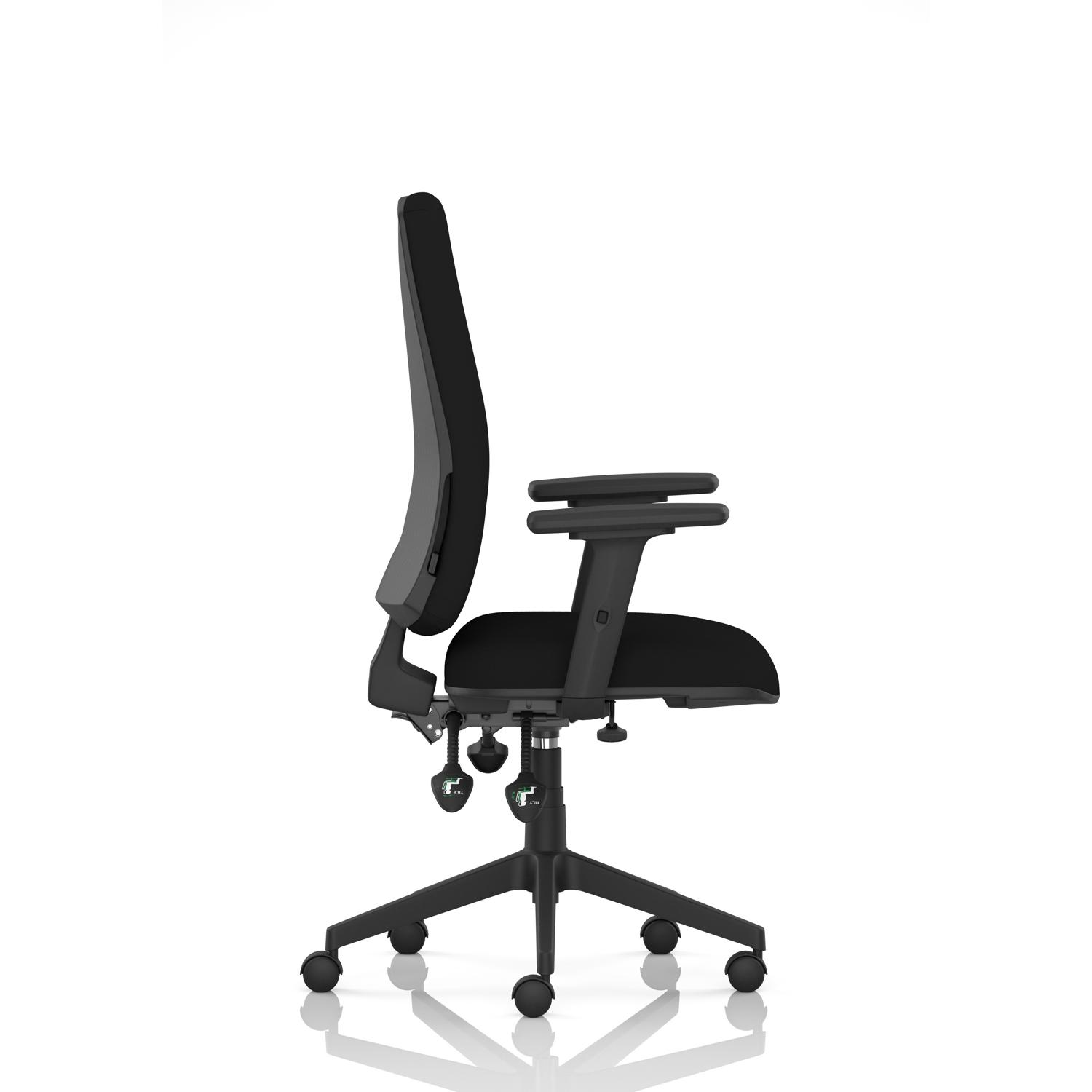 Orlena High Back Task Operator Chair With Arms Black Fabric