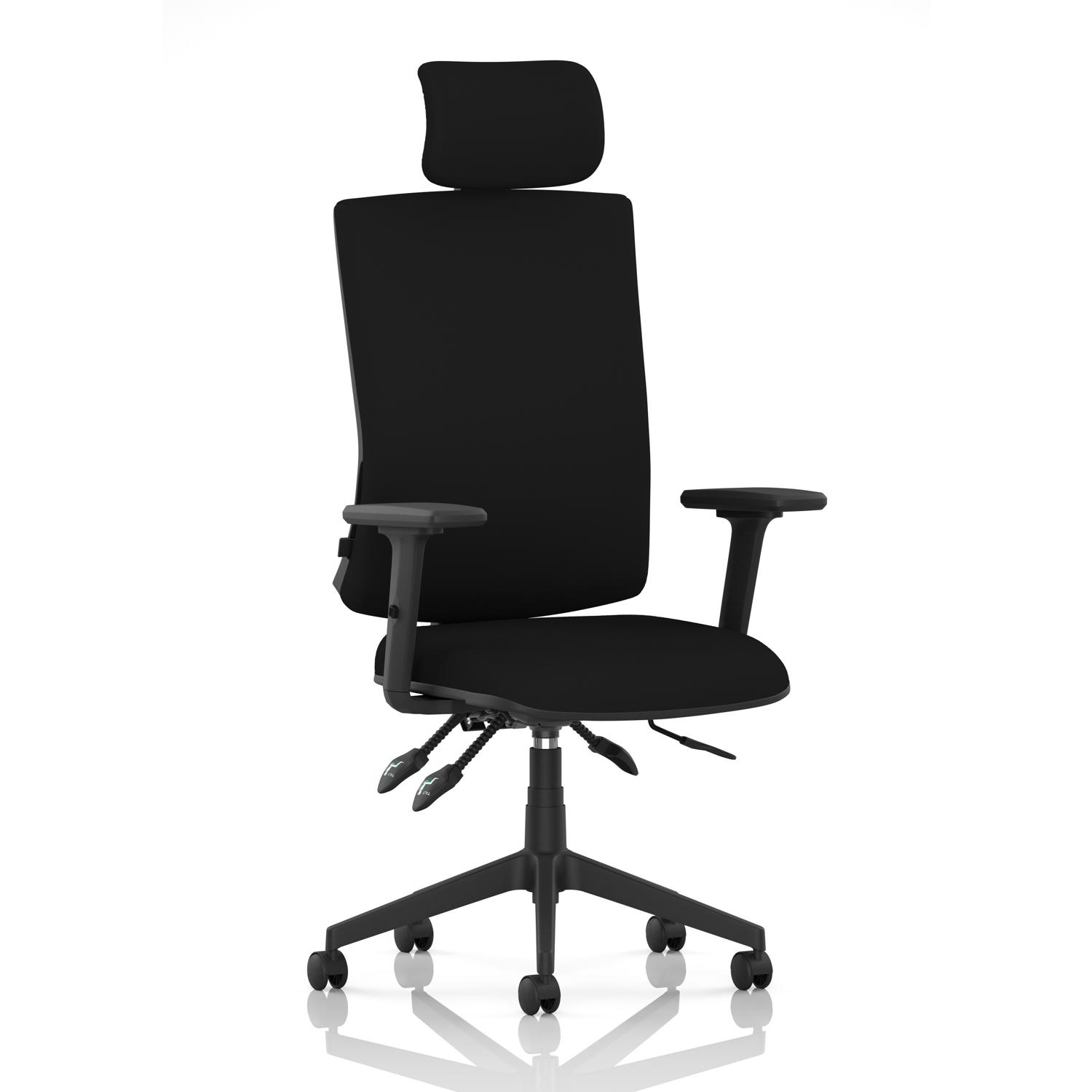 Orlena High Back Task Operator Chair With Arms And Headrest Black Fabric Orlena High Back Task Operator Chair With Arms And Headrest Black Fabric