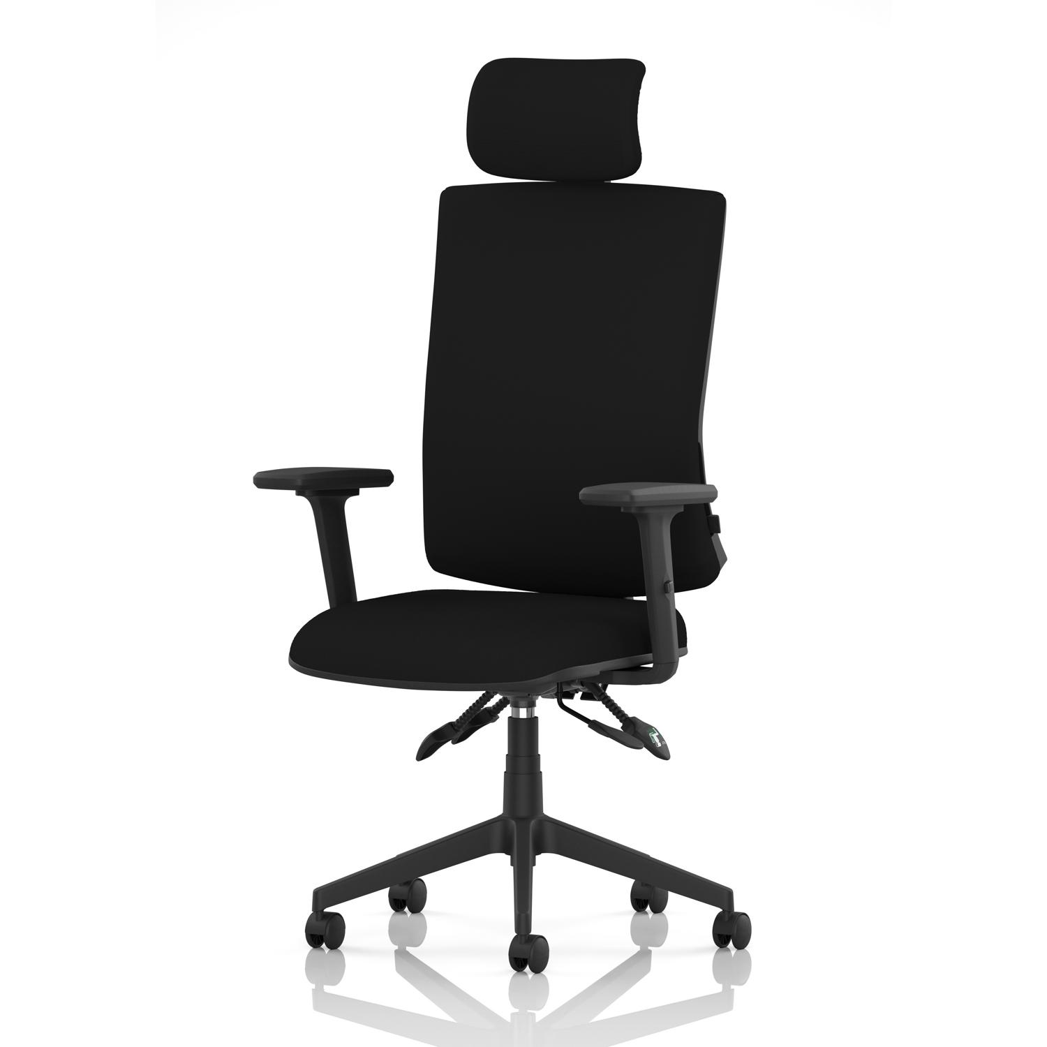 Orlena High Back Task Operator Chair With Arms And Headrest Black Fabric Orlena High Back Task Operator Chair With Arms And Headrest Black Fabric
