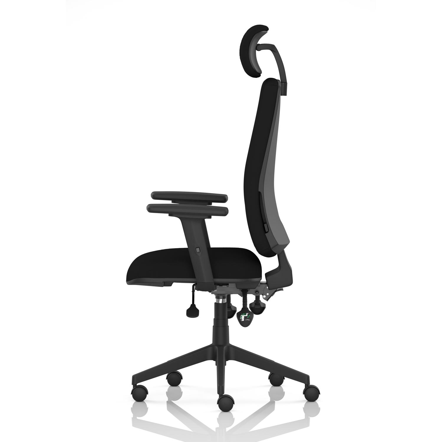 Orlena High Back Task Operator Chair With Arms And Headrest Black Fabric Orlena High Back Task Operator Chair With Arms And Headrest Black Fabric