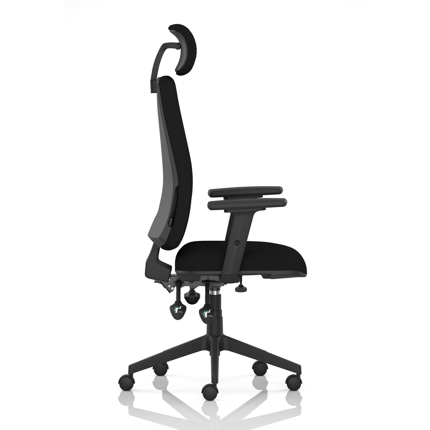 Orlena High Back Task Operator Chair With Arms And Headrest Black Fabric Orlena High Back Task Operator Chair With Arms And Headrest Black Fabric