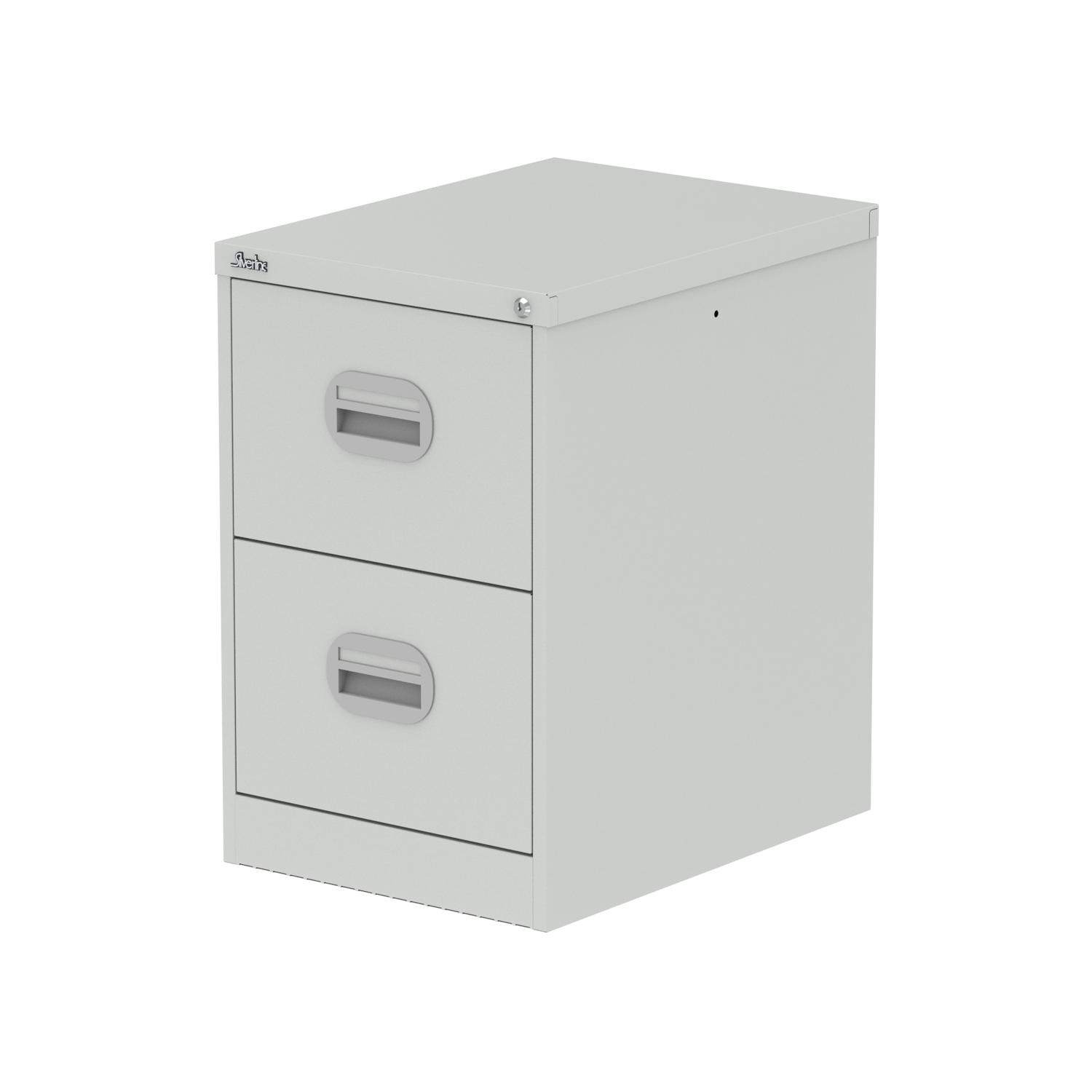 Qube 2 Drawer Filing Cabinet Light Grey