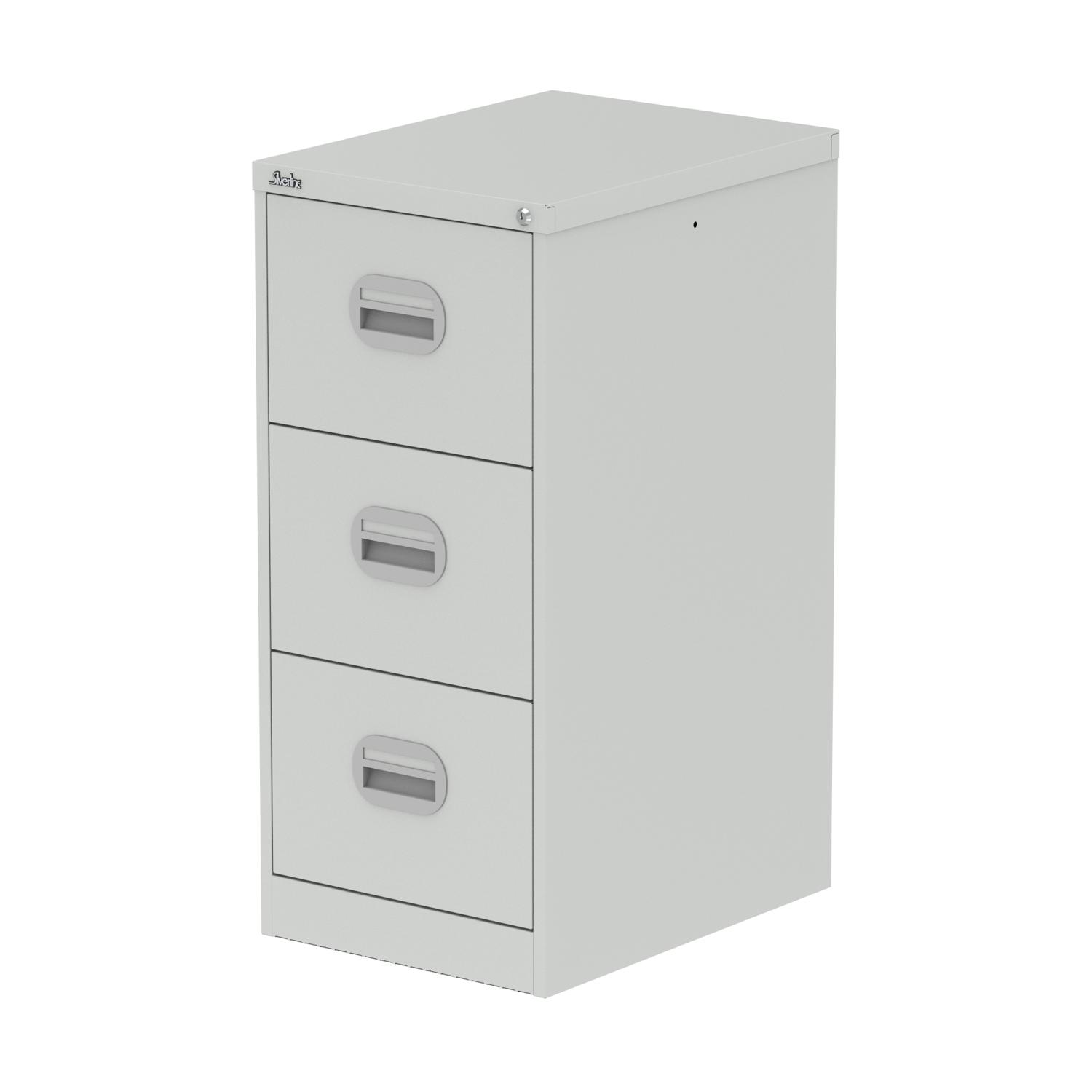 Qube 3 Drawer Filing Cabinet Light Grey