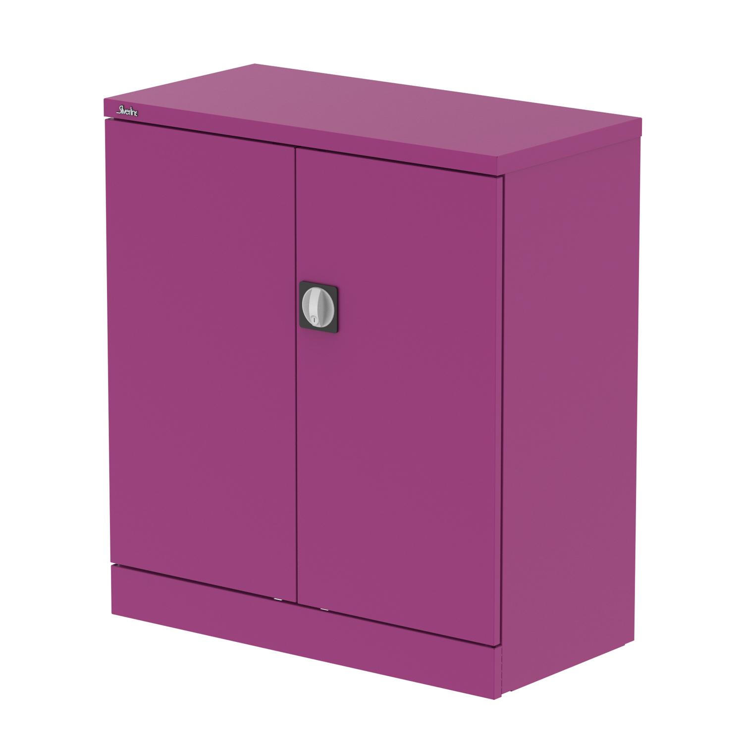 Qube 1020mm 2-Door Stationery Cupboard Traffic Purple With Shelf