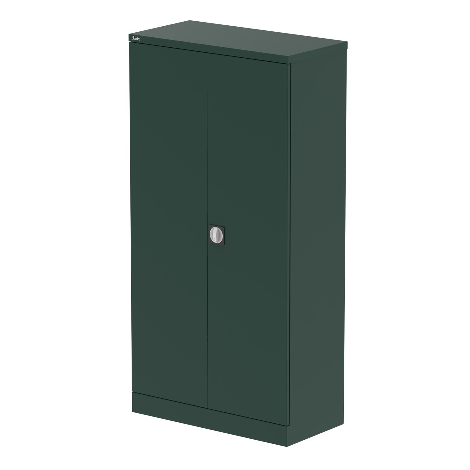 Qube Stationery 2-Door Cupboard With Shelves (British Racing Green)