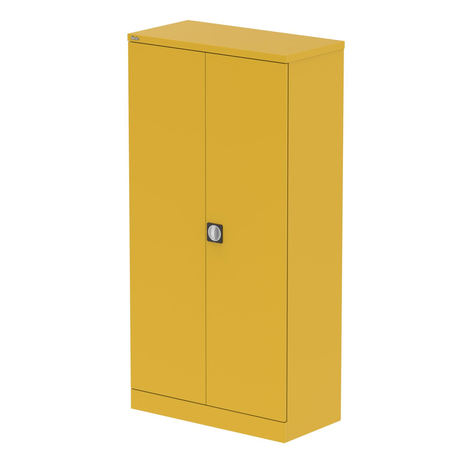 Qube Stationery 2-Door Cupboard With Shelves (Lemon Yellow)