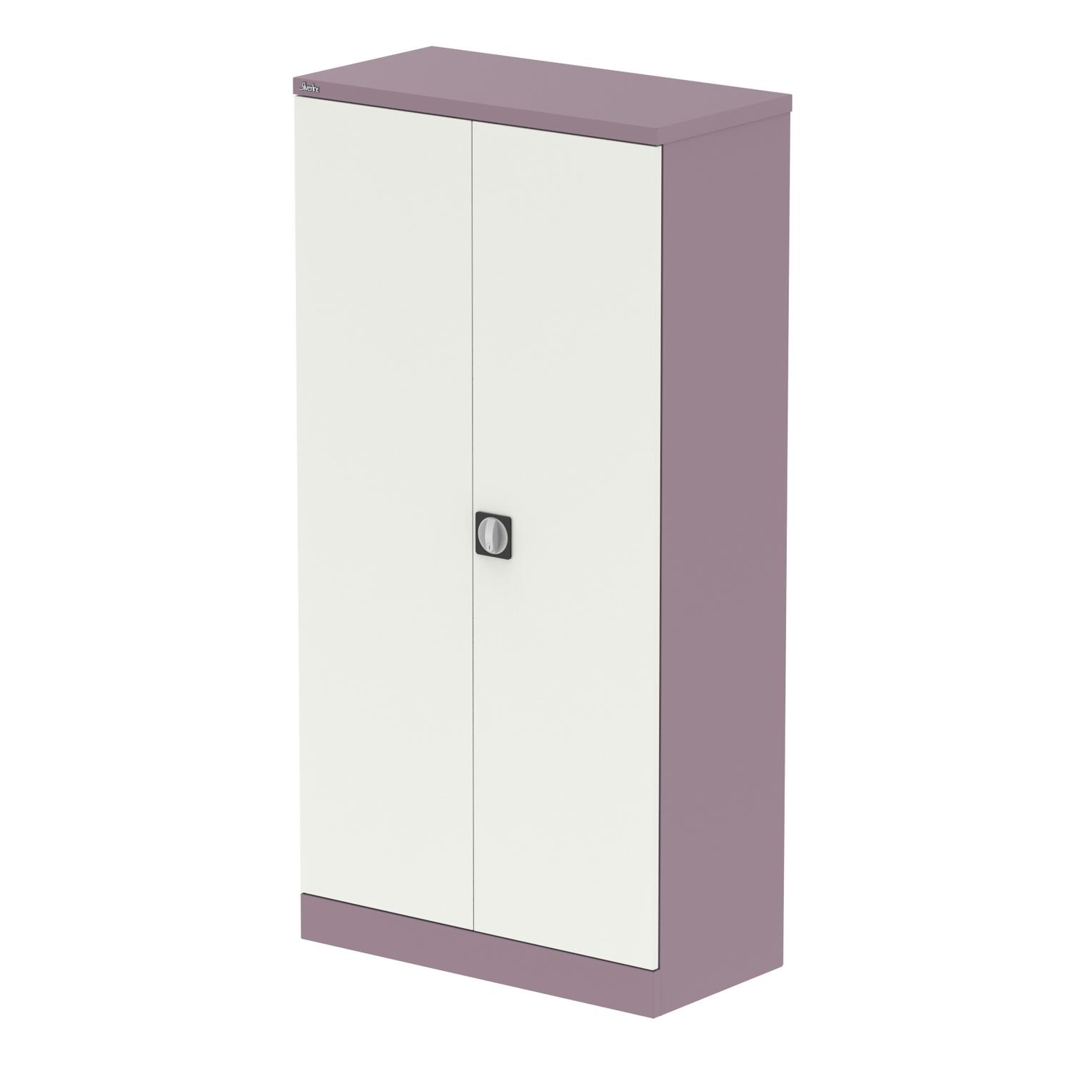 Qube Stationery 2-Door Cupboard With Shelves (Pastel Violet And Satin White)