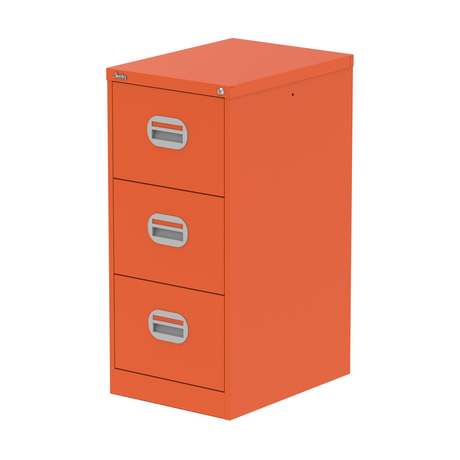 Qube 3 Drawer Filing Cabinet Sienna Orange