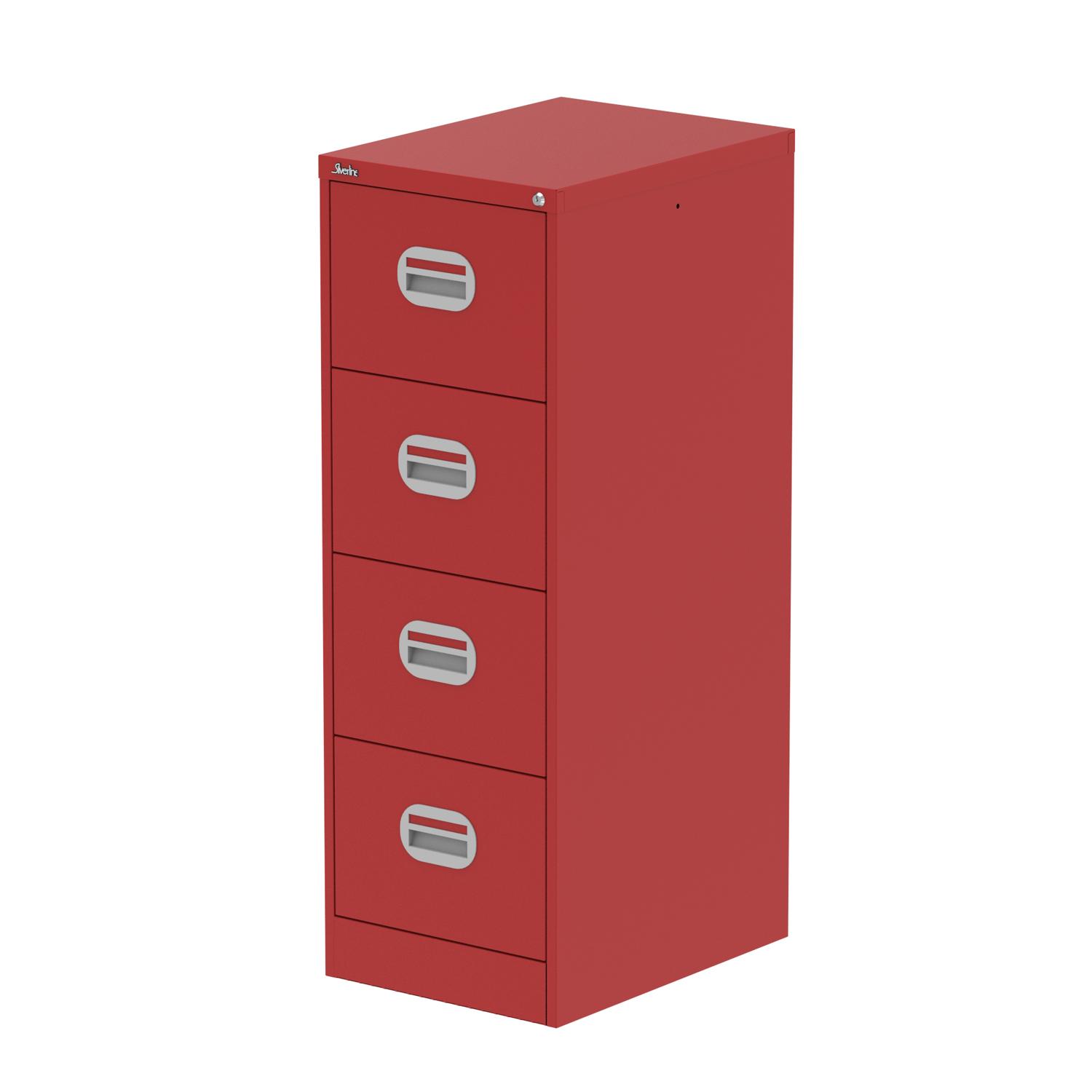 Qube 4 Drawer Filing Cabinet Red