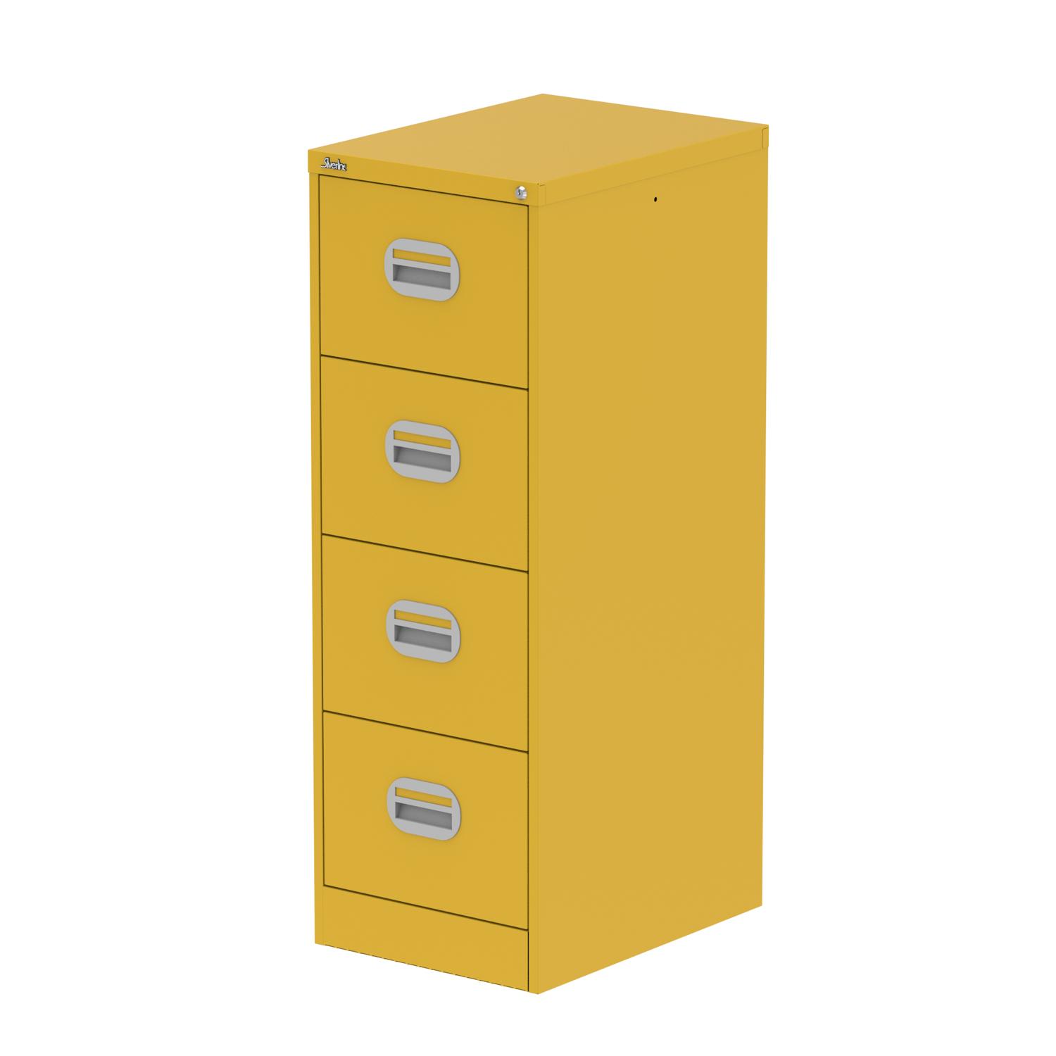 Qube 4 Drawer Filing Cabinet Lemon Yellow
