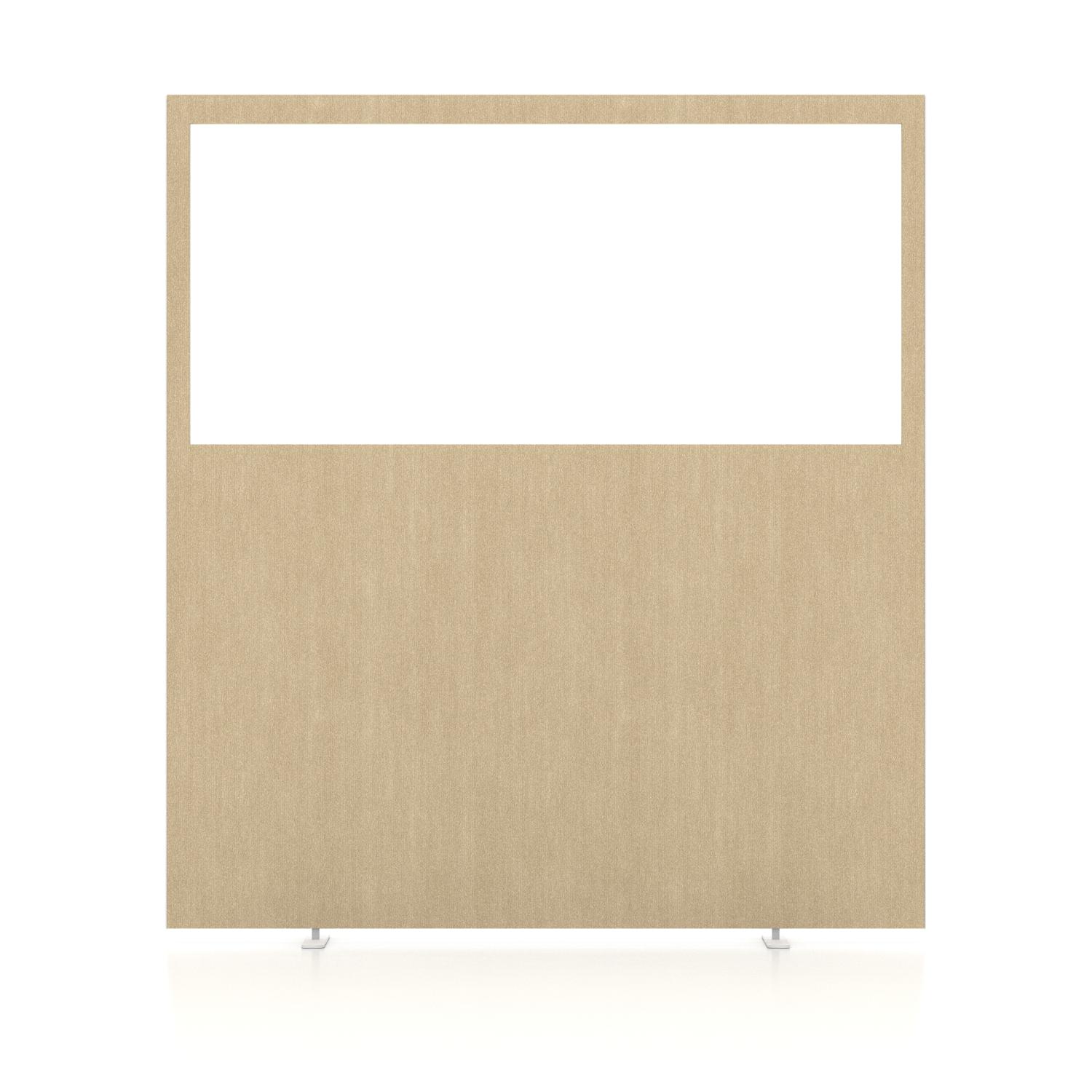 Impulse Plus Clear Half Vision 1800/1600 Floor Free Standing Screen Beige Fabric Light Grey Edges