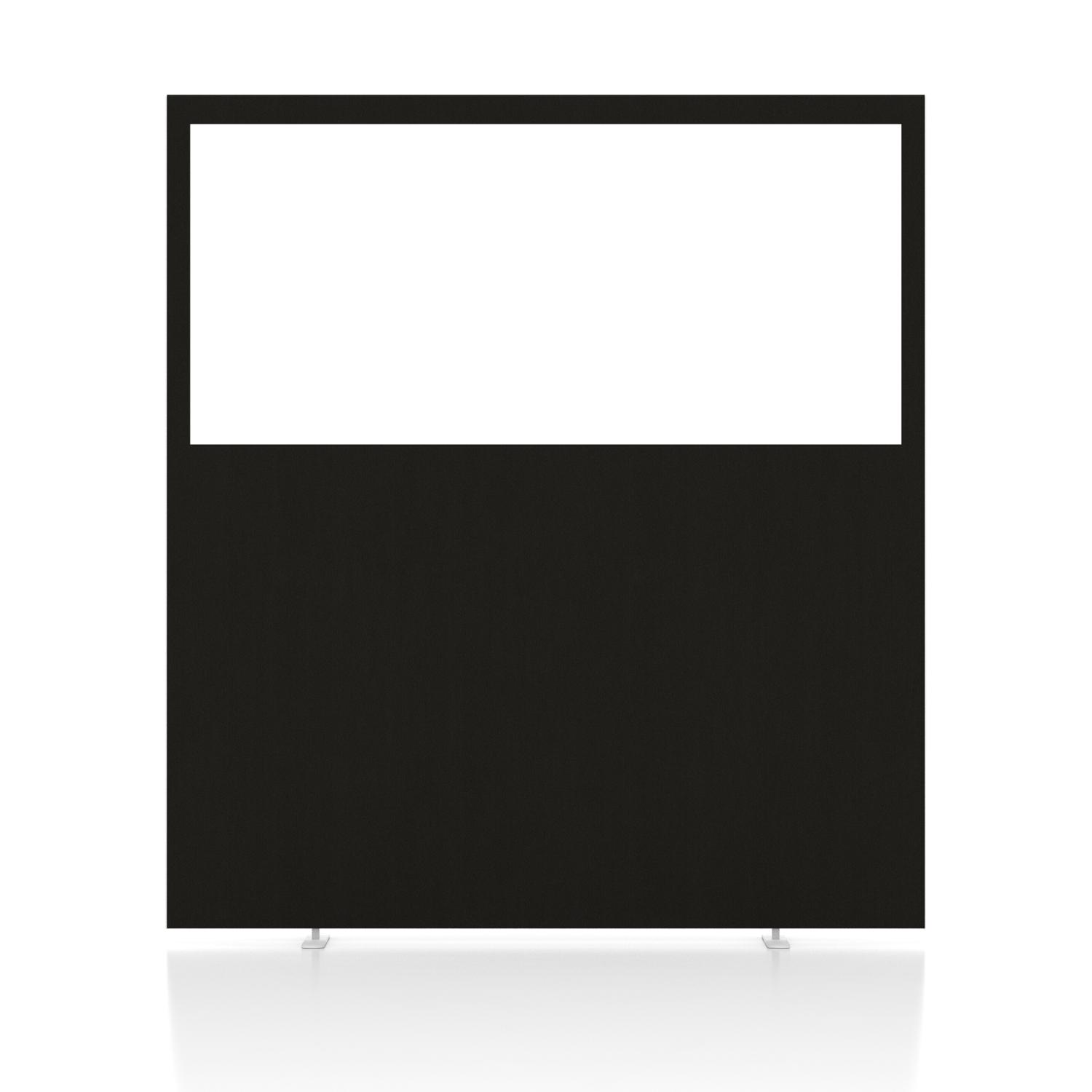 Impulse Plus Clear Half Vision 1800/1600 Floor Free Standing Screen Black Fabric Light Grey Edges