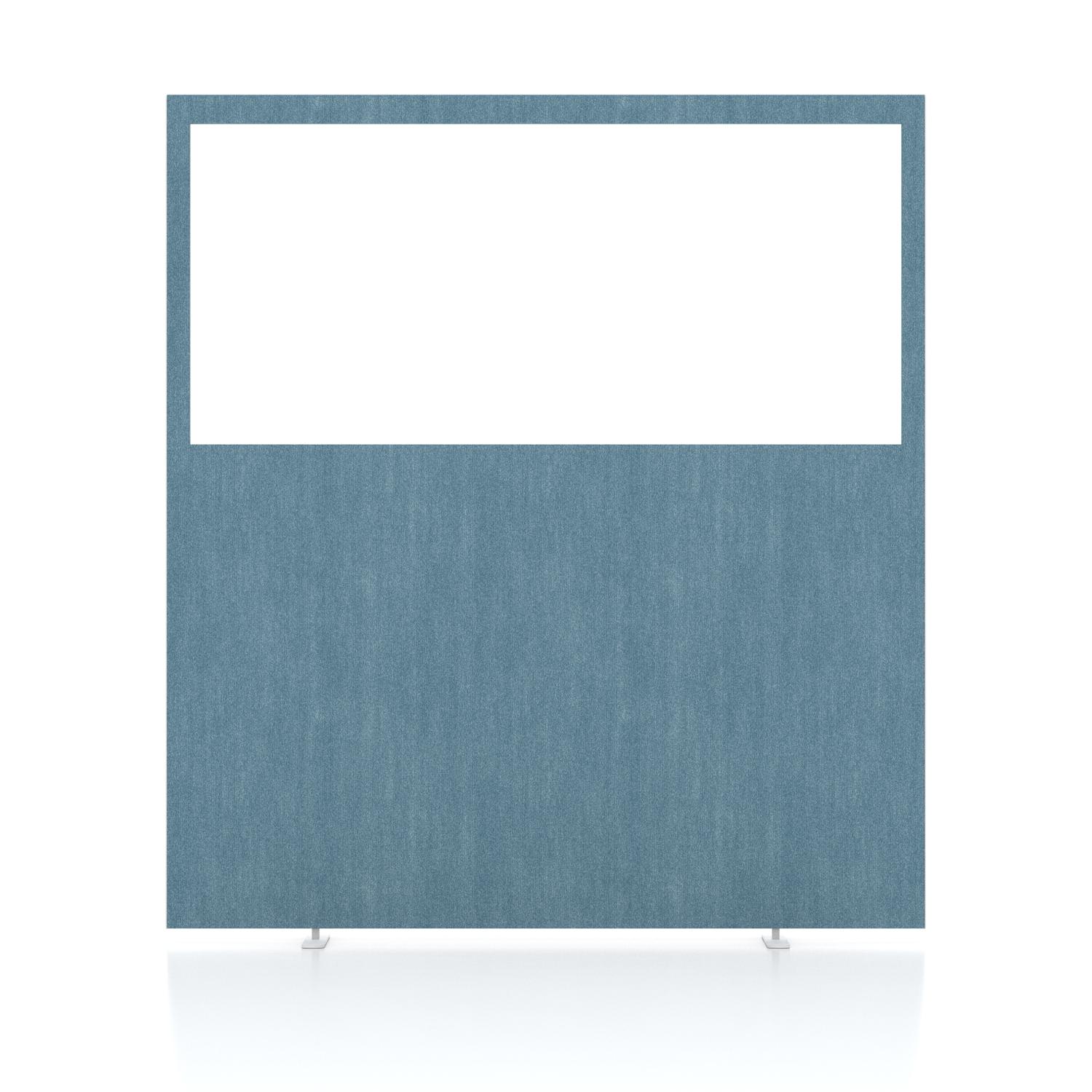 Impulse Plus Clear Half Vision 1800/1600 Floor Free Standing Screen Sky Blue Fabric Light Grey Edges