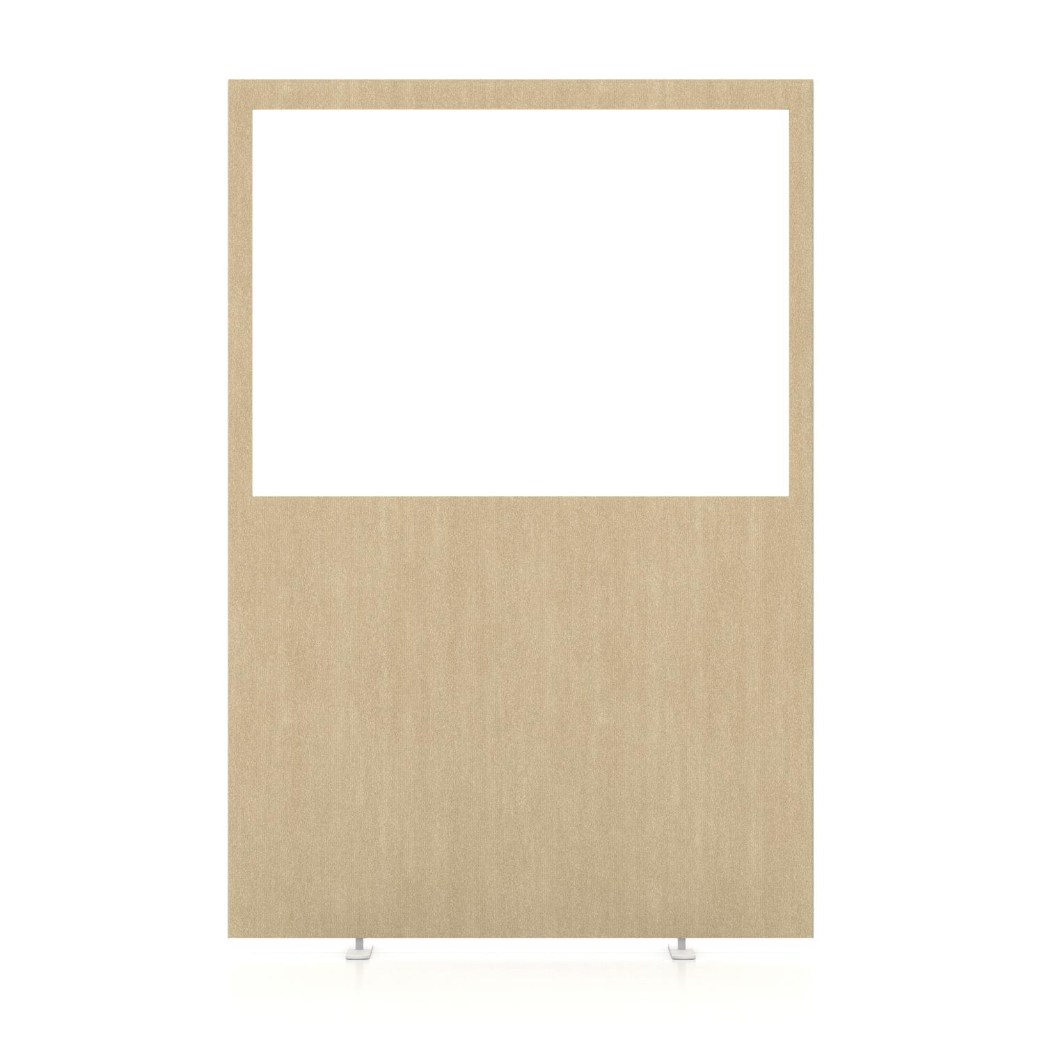 Impulse Plus Clear Half Vision 1800/1200 Floor Free Standing Screen Beige Fabric Light Grey Edges