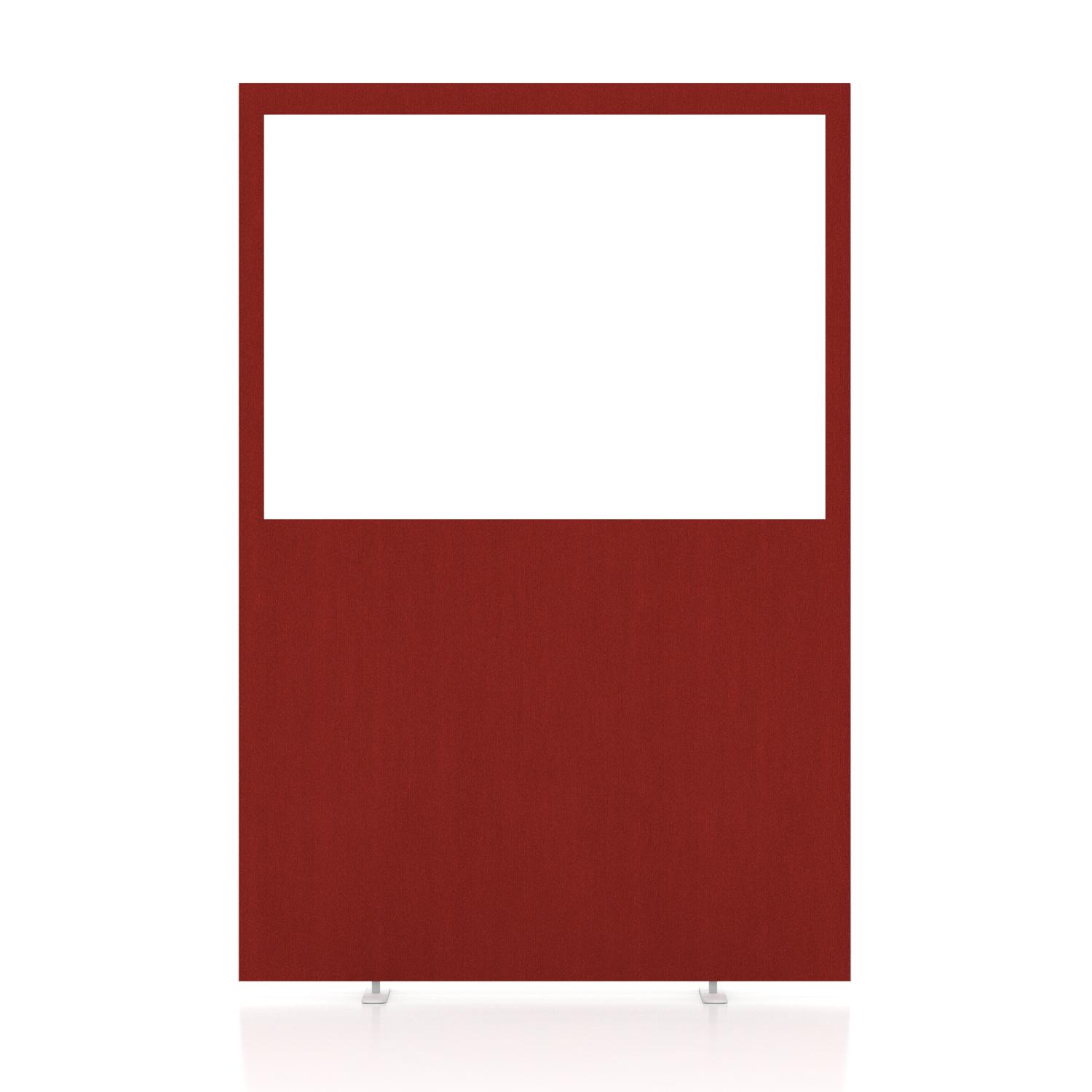 Impulse Plus Clear Half Vision 1800/1200 Floor Free Standing Screen Burgundy Fabric Light Grey Edges