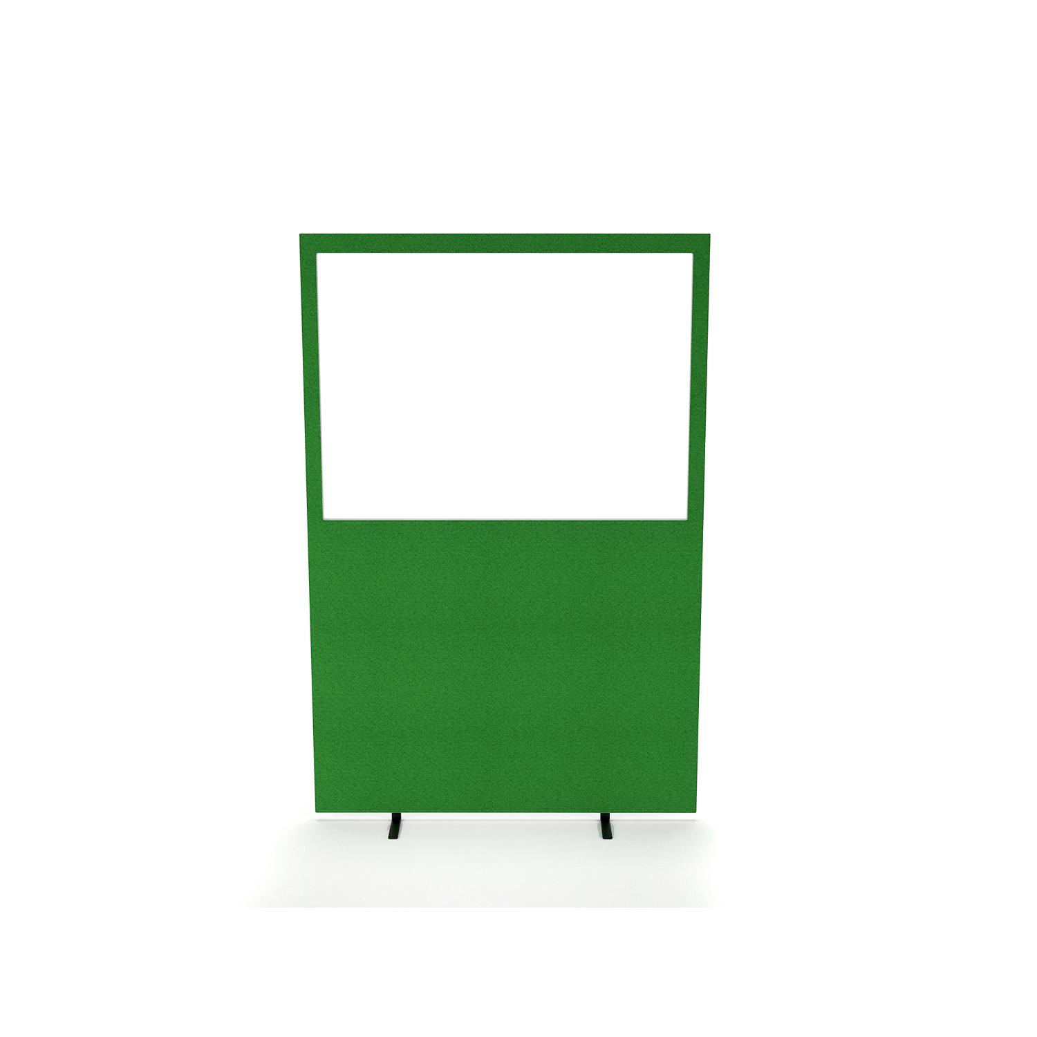 Impulse Plus Clear Half Vision 1800/1200 Floor Free Standing Screen Palm Green Fabric Light Grey Edges