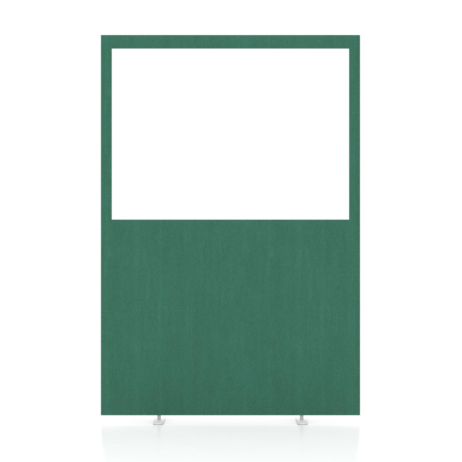 Impulse Plus Clear Half Vision 1800/1200 Floor Free Standing Screen Palm Green Fabric Light Grey Edges