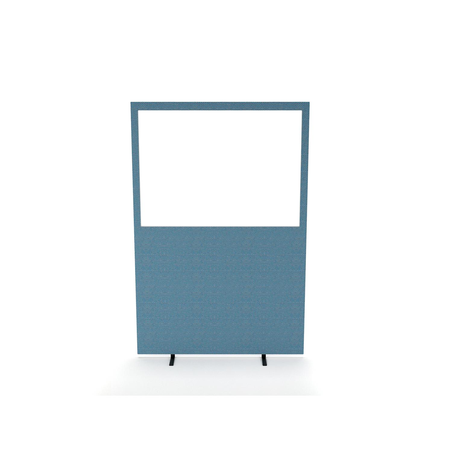 Impulse Plus Clear Half Vision 1800/1200 Floor Free Standing Screen Sky Blue Fabric Light Grey Edges Impulse Plus Clear Half Vision 1800/1200 Floor Free Standing Screen Sky Blue Fabric Light Grey Edges
