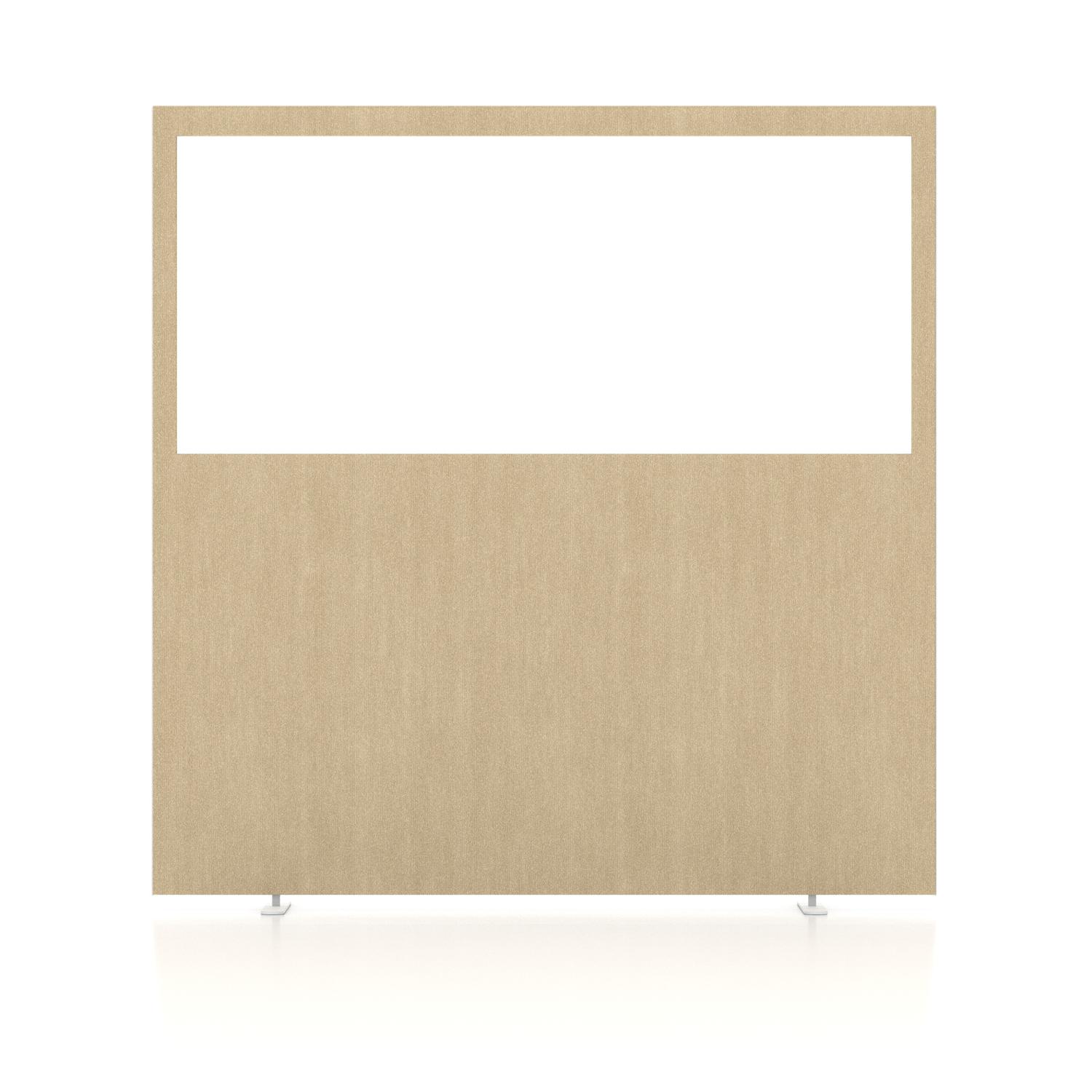 Impulse Plus Clear Half Vision 1650/1600 Floor Free Standing Screen Beige Fabric Light Grey Edges