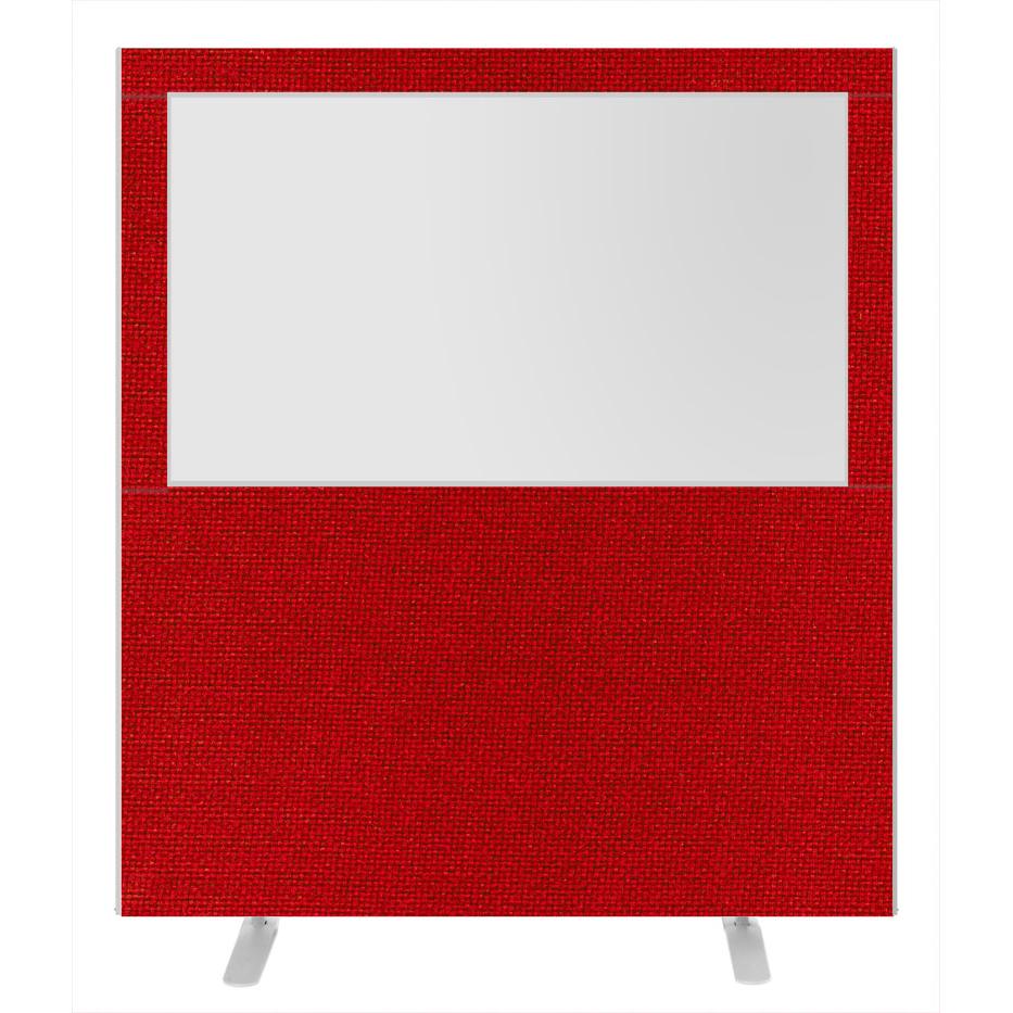 Impulse Plus Clear Half Vision 1650/1600 Floor Free Standing Screen Burgundy Fabric Light Grey Edges