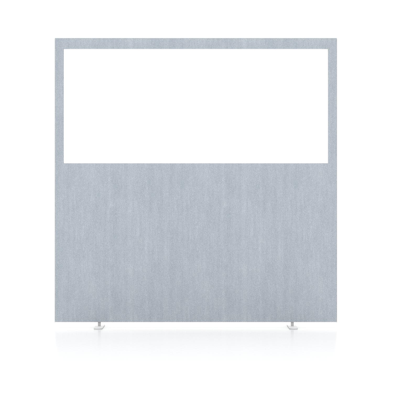 Impulse Plus Clear Half Vision 1650/1600 Floor Free Standing Screen Light Grey Fabric Light Grey Edges