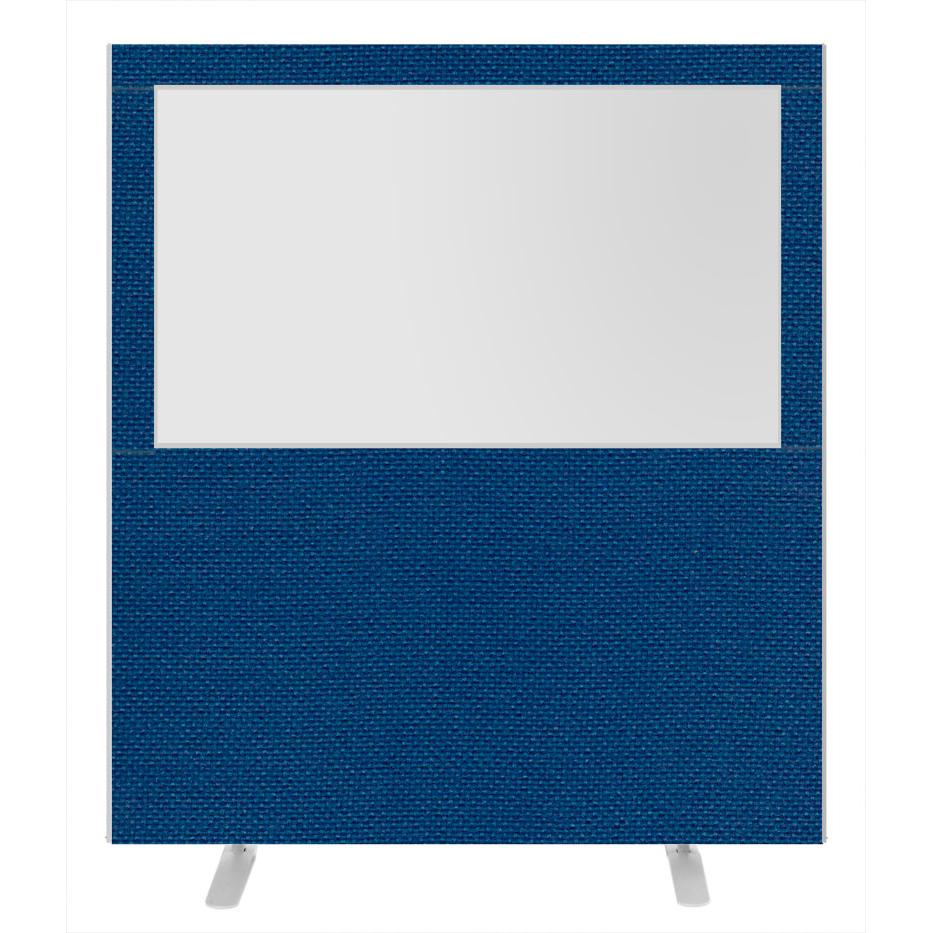 Impulse Plus Clear Half Vision 1650/1600 Floor Free Standing Screen Powder Blue Fabric Light Grey Edges