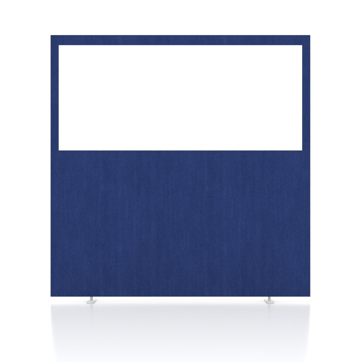 Impulse Plus Clear Half Vision 1650/1600 Floor Free Standing Screen Powder Blue Fabric Light Grey Edges