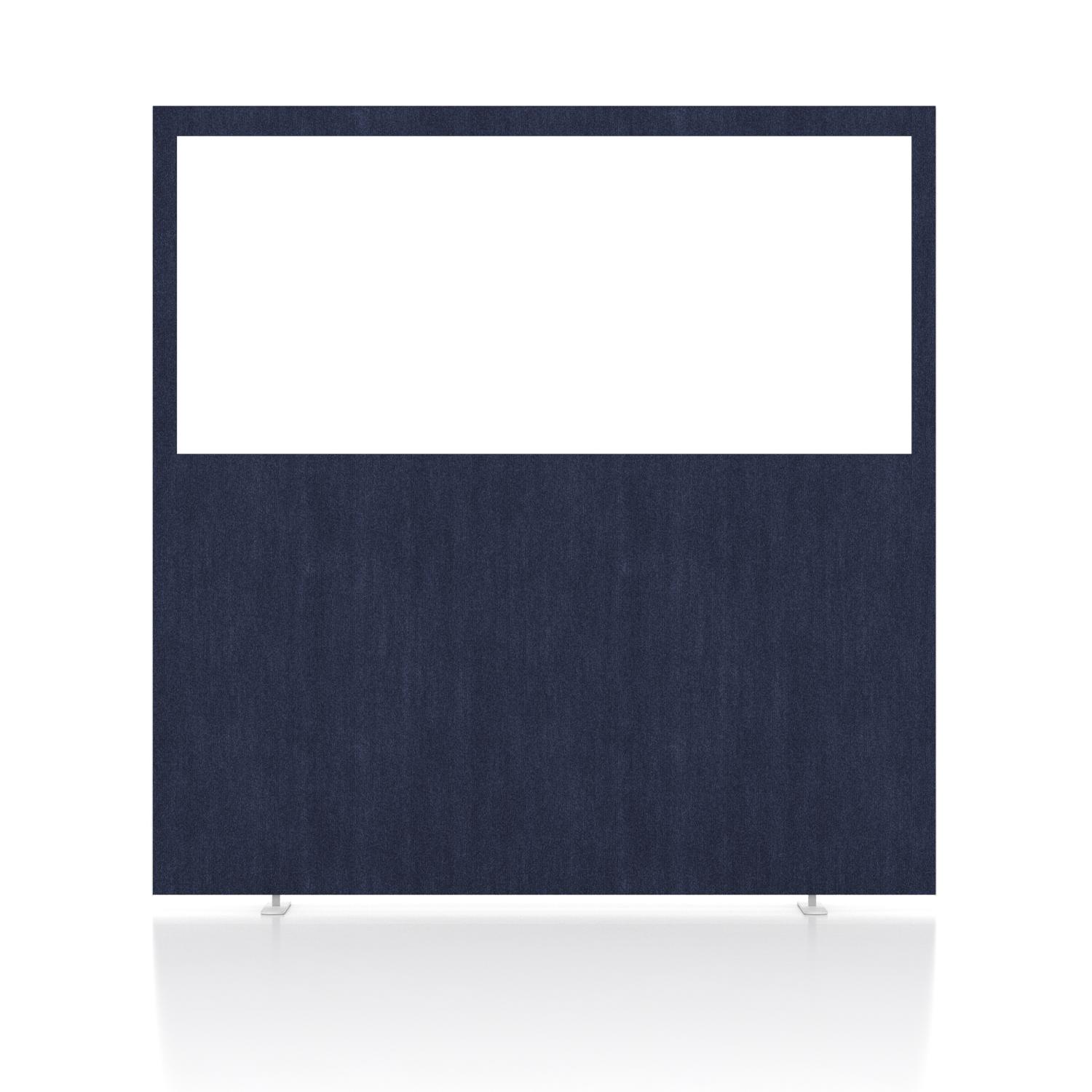 Impulse Plus Clear Half Vision 1650/1600 Floor Free Standing Screen Royal Blue Fabric Light Grey Edges