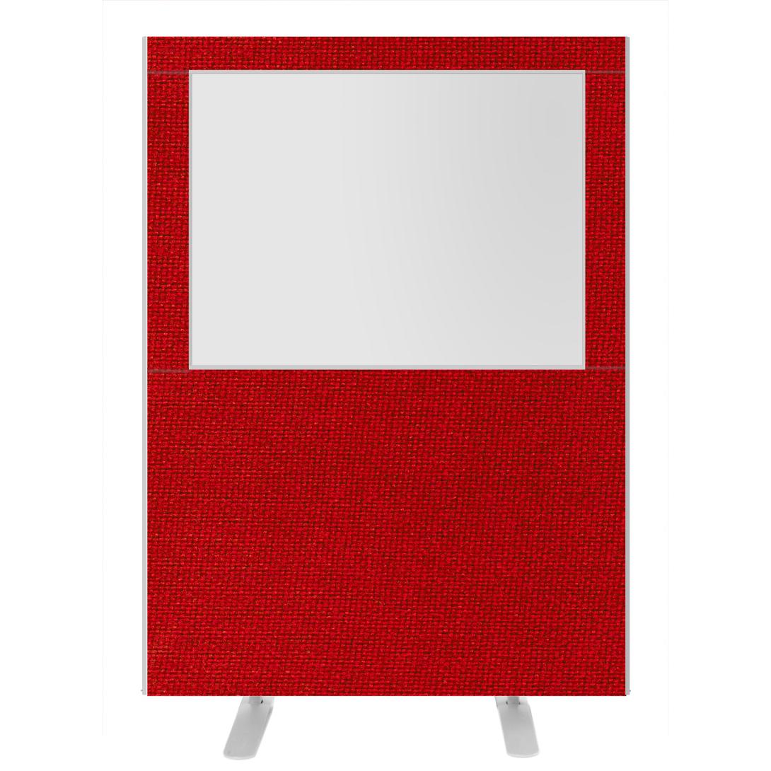 Impulse Plus Clear Half Vision 1500/1200 Floor Free Standing Screen Burgundy Fabric Light Grey Edges