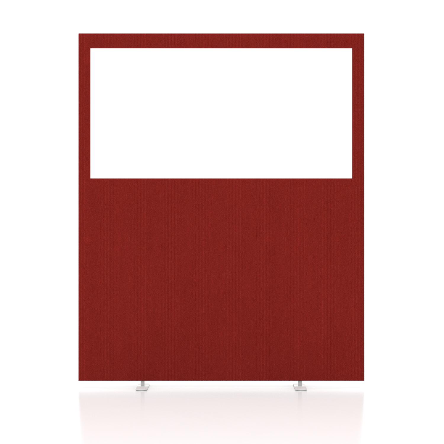 Impulse Plus Clear Half Vision 1500/1200 Floor Free Standing Screen Burgundy Fabric Light Grey Edges
