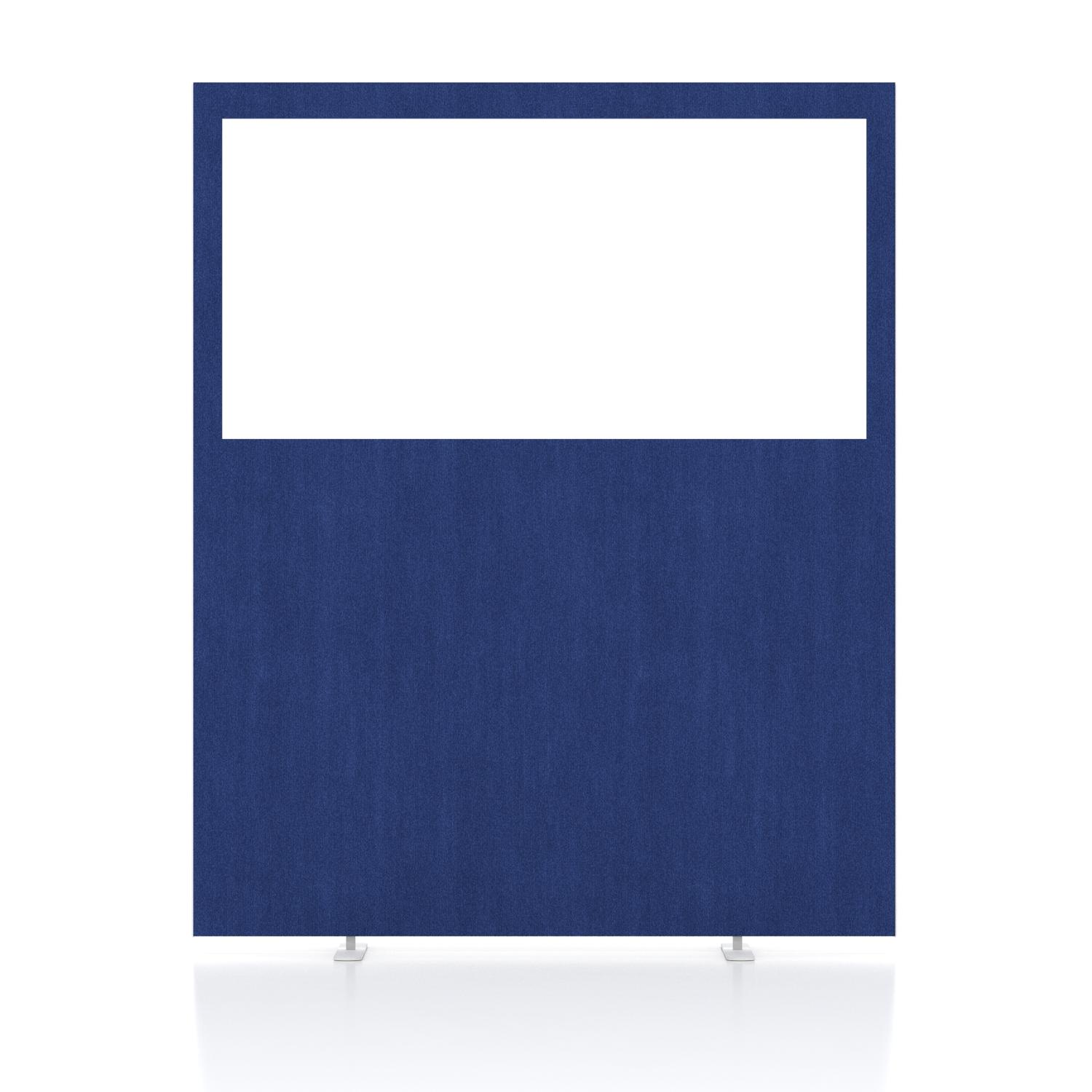 Impulse Plus Clear Half Vision 1500/1200 Floor Free Standing Screen Powder Blue Fabric Light Grey Edges