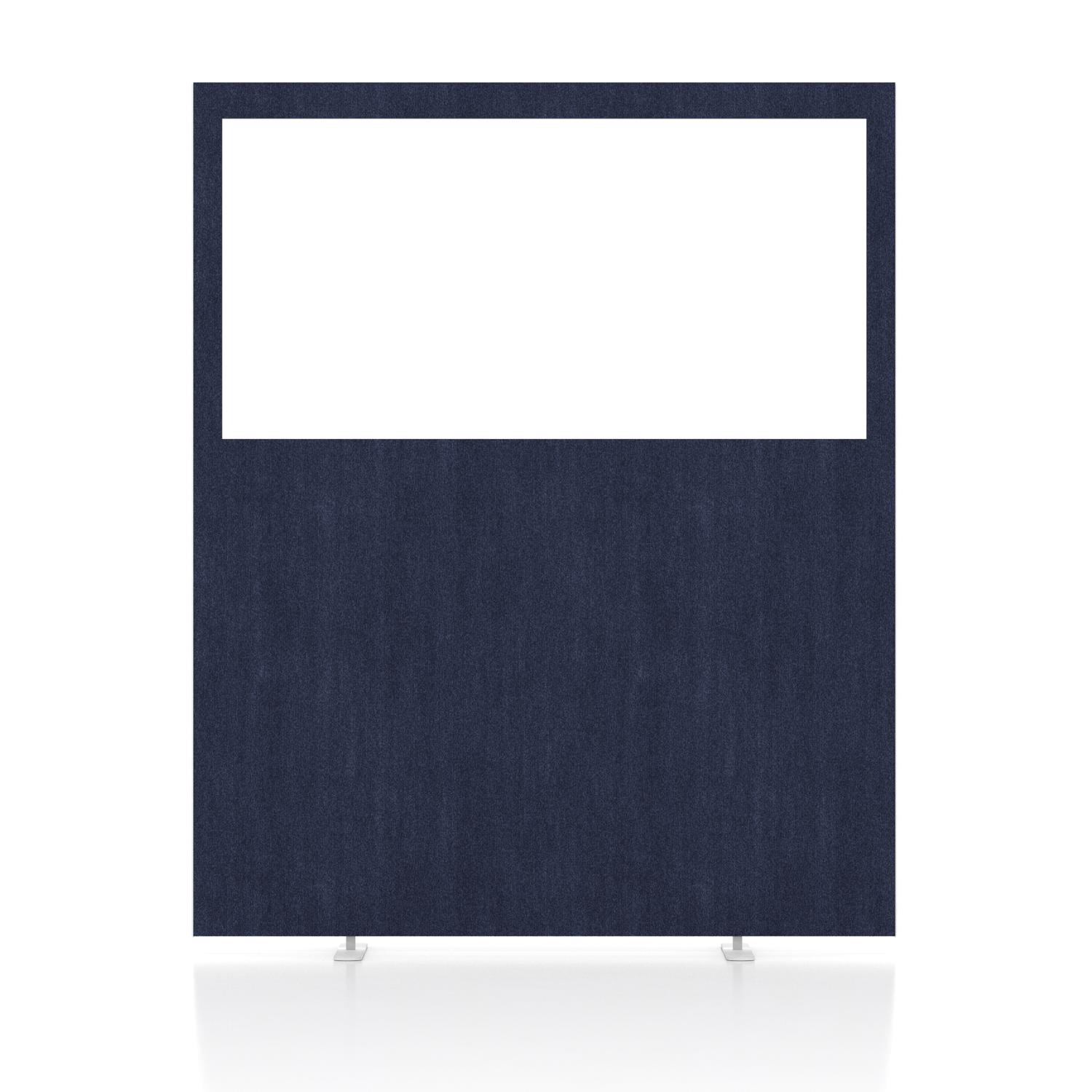 Impulse Plus Clear Half Vision 1500/1200 Floor Free Standing Screen Royal Blue Fabric Light Grey Edges
