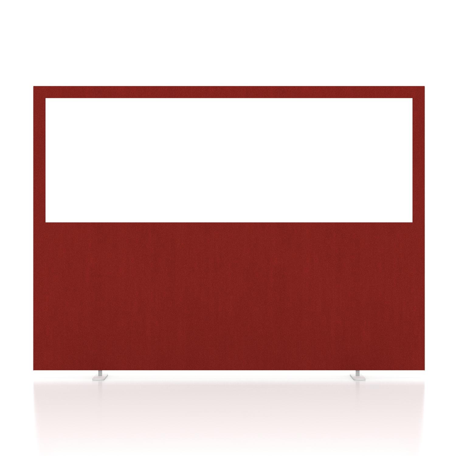 Impulse Plus Clear Half Vision 1200/1600 Floor Free Standing Screen Burgundy Fabric Light Grey Edges