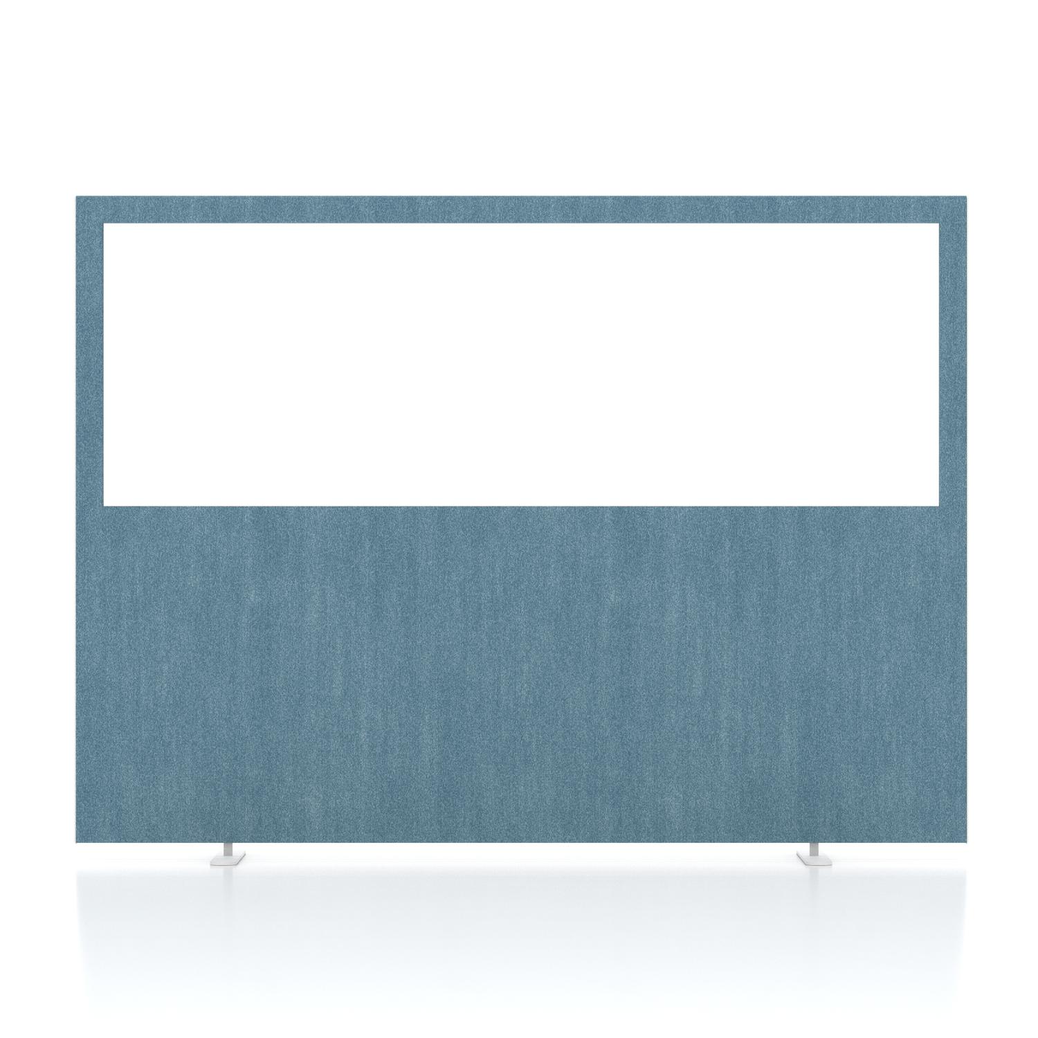 Impulse Plus Clear Half Vision 1200/1600 Floor Free Standing Screen Sky Blue Fabric Light Grey Edges