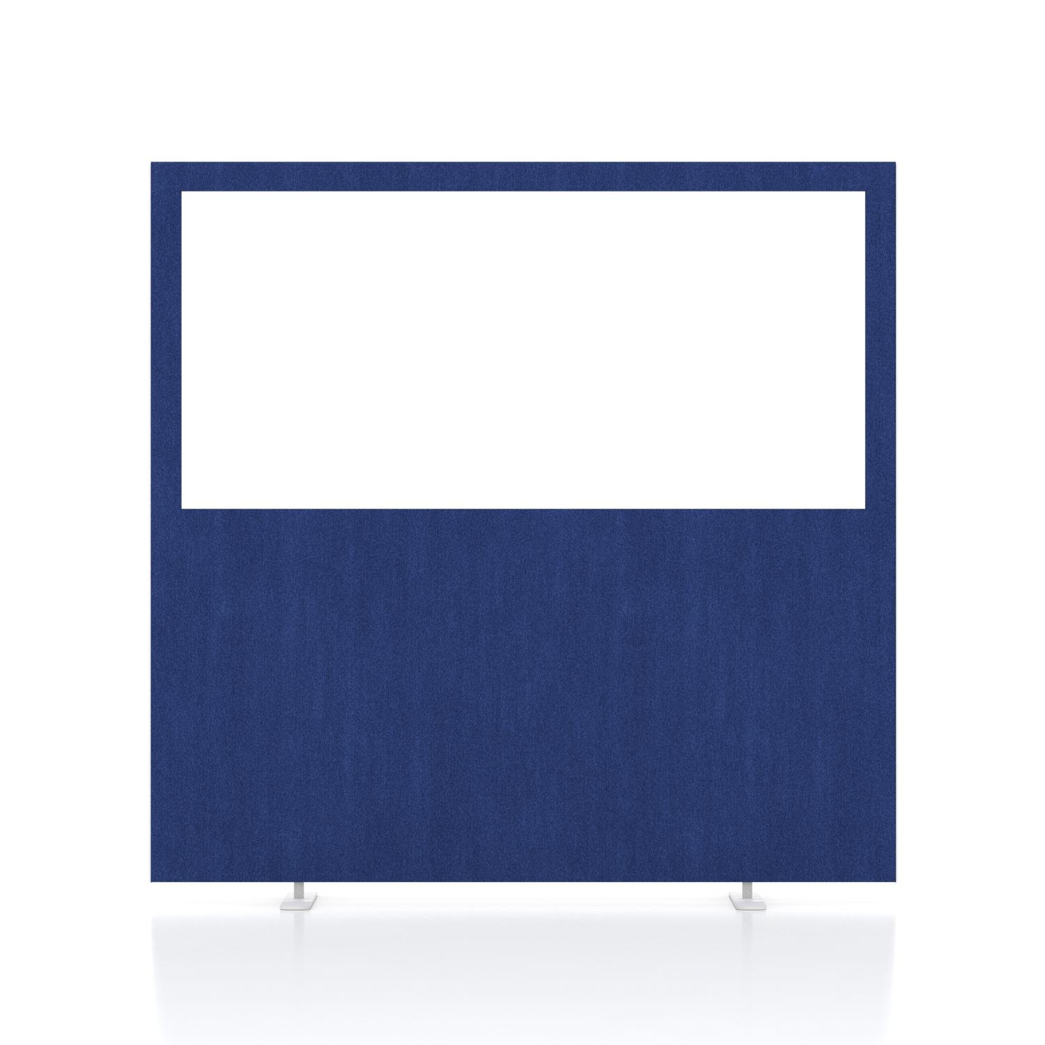 Impulse Plus Clear Half Vision 1200/1200 Floor Free Standing Screen Powder Blue Fabric Light Grey Edges