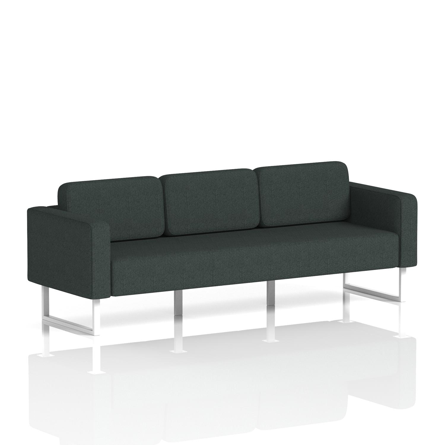 Brixworth Sofa 3 Seater With White Legs In Rivet Fabric - Charcoal