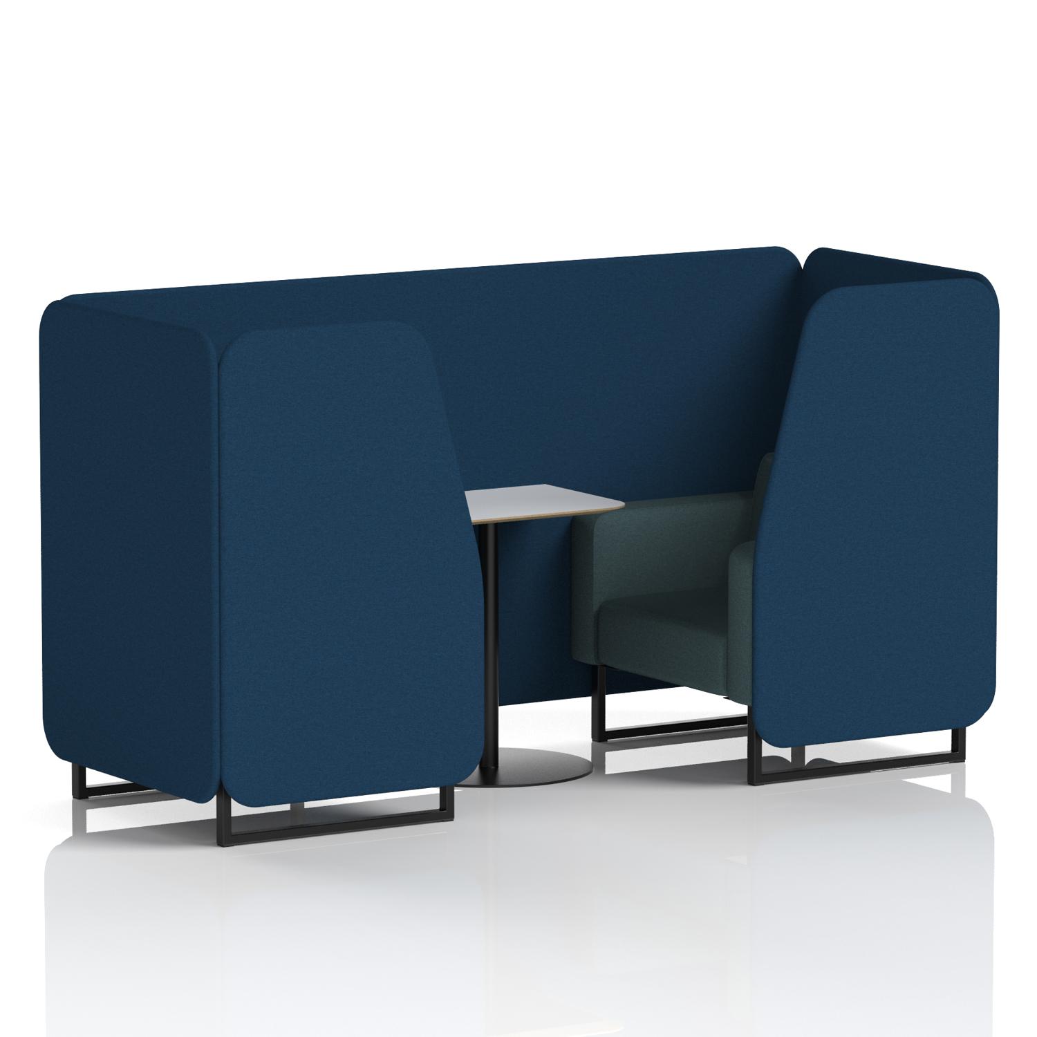 Brixworth 2 Seater Booth With Black Legs And White Table With Black Leg In X2 Fabric - Calculus Panels And Polygon Sofa