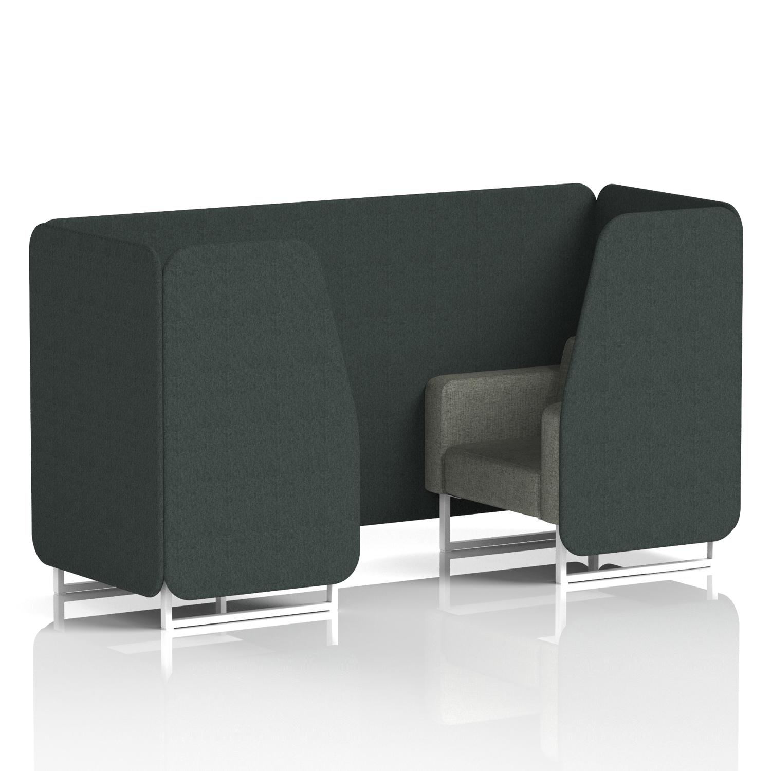 Brixworth 2 Seater Booth With White Legs In Rivet Fabric - Charcoal Panels And Vitreous Sofa