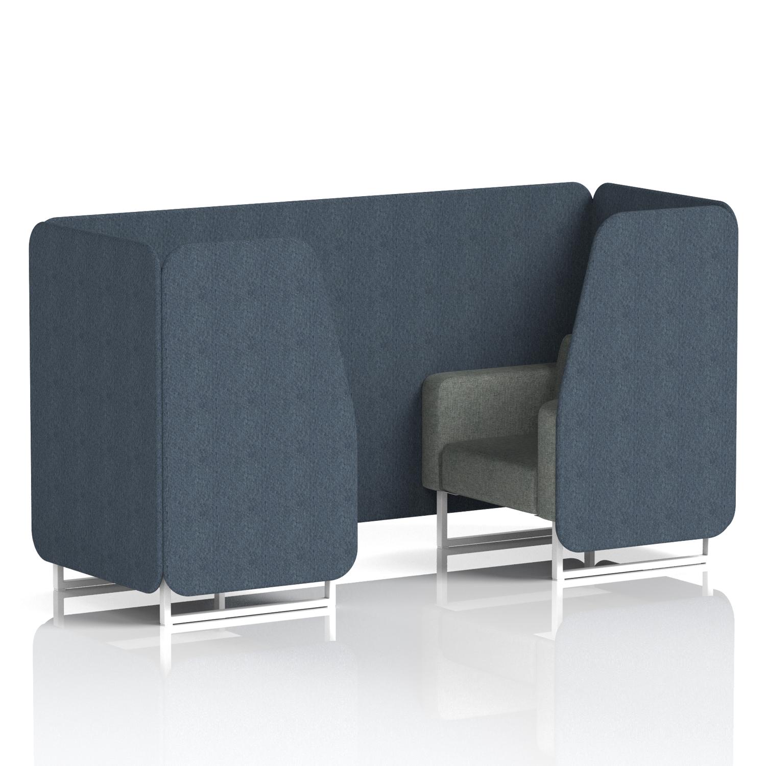 Brixworth 2 Seater Booth With White Legs In Rivet Fabric - Crucible Panels And Prime Sofa