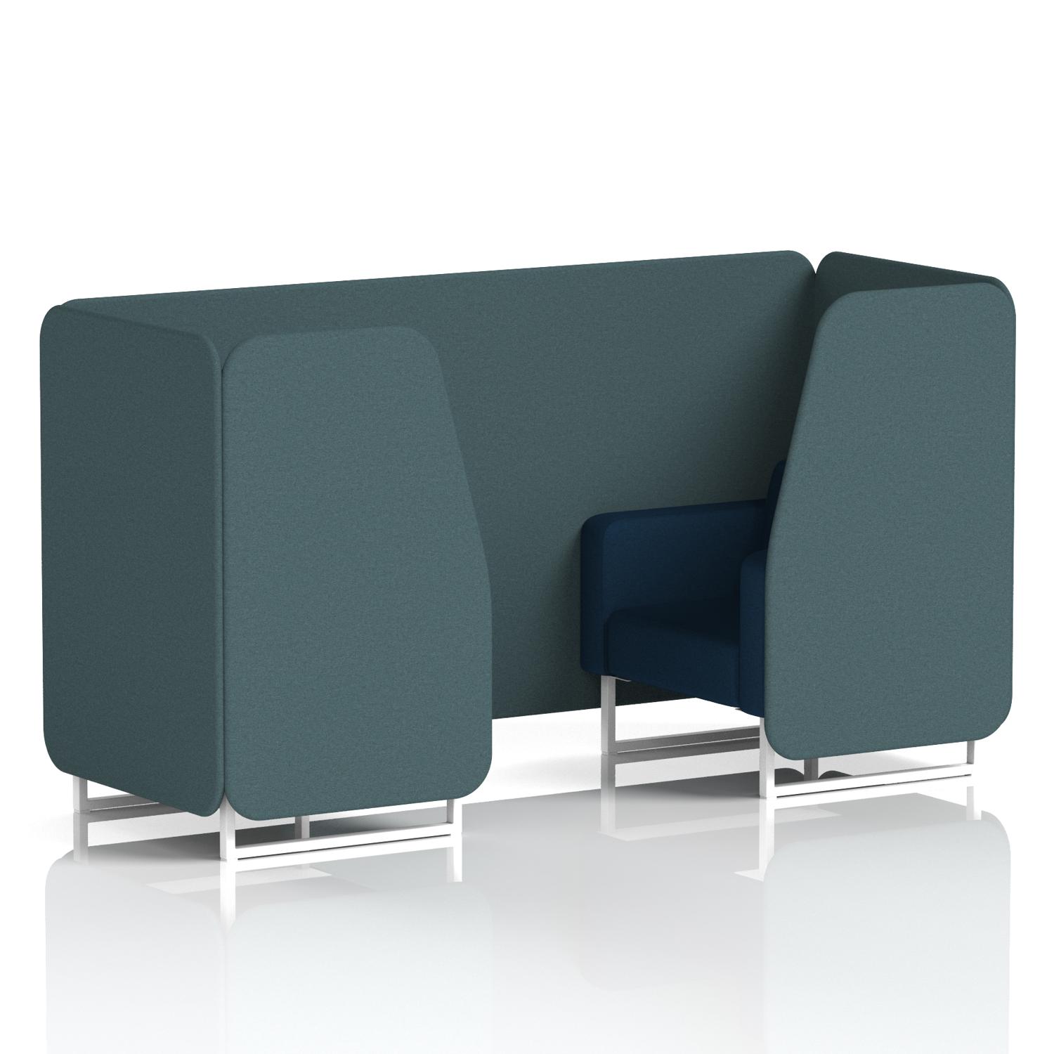 Brixworth 2 Seater Booth With White Legs In X2 Fabric - Polygon Panels And Calculus Sofa