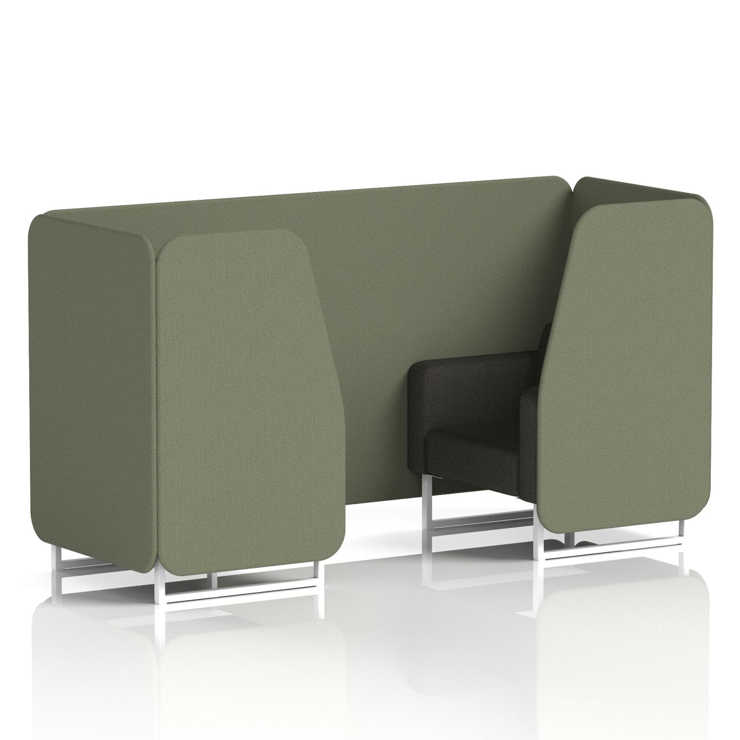 Brixworth 2 Seater Booth With White Legs In Main Line Flax Fabric - Monument Panels And Temple Sofa