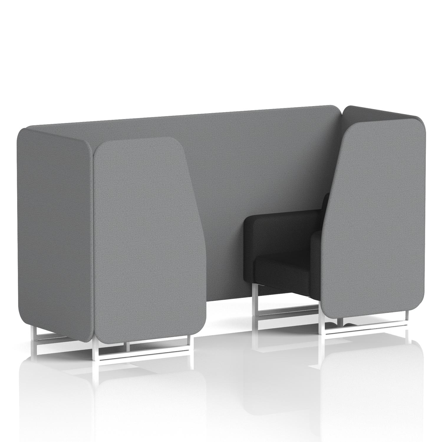 Brixworth 2 Seater Booth With White Legs In Synergy Fabric - Partner Panels And Mix Sofa