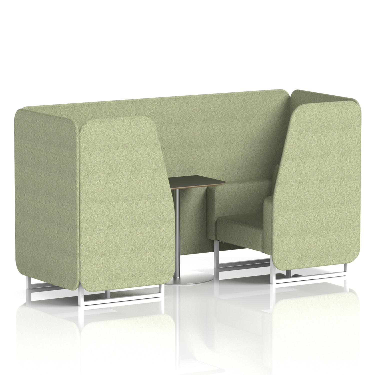 Brixworth 2 Seater Booth With White Legs And Black Table With Silver Leg In Rivet Fabric - Burnish Panels And Sofa