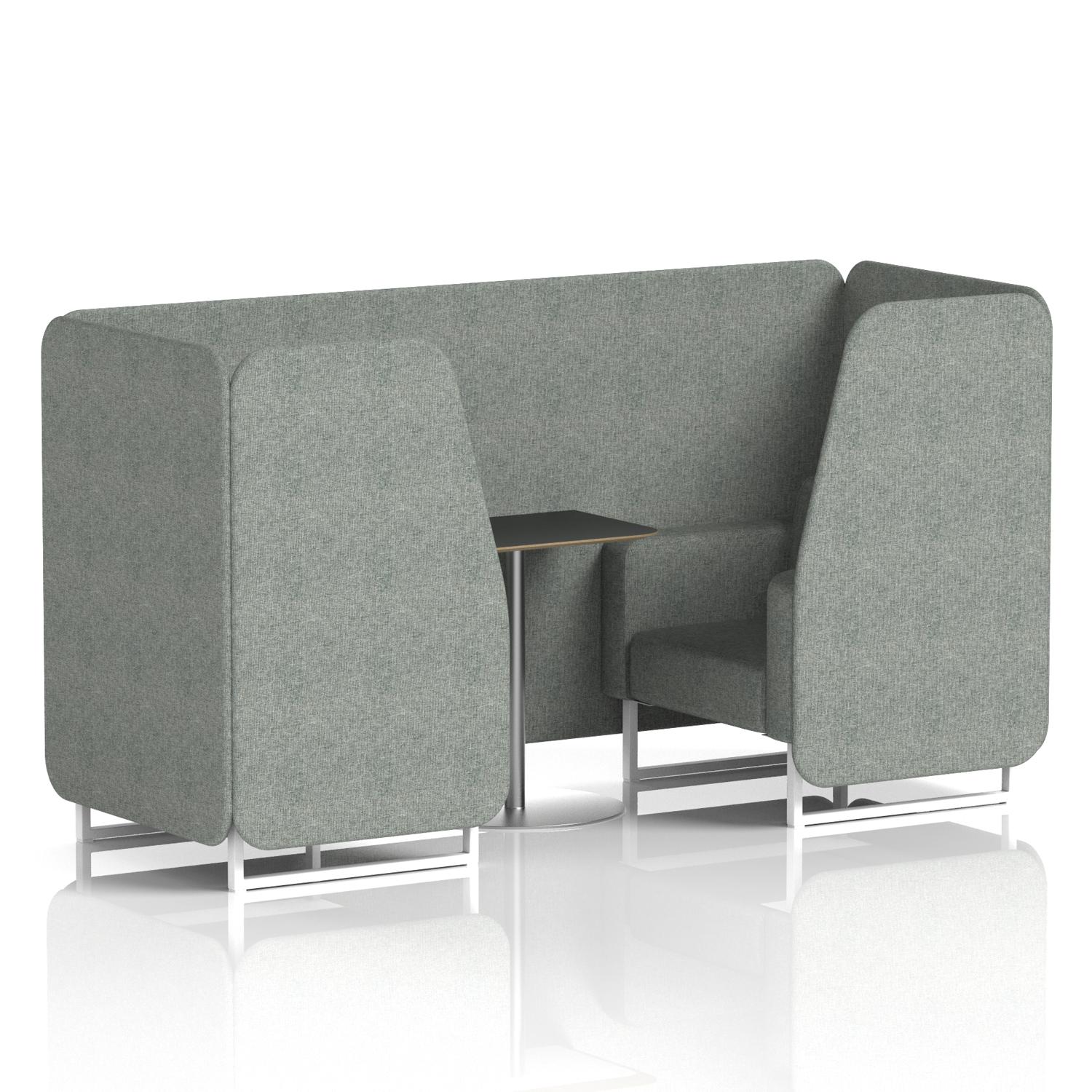 Brixworth 2 Seater Booth With White Legs And Black Table With Silver Leg In Rivet Fabric - Prime Panels And Sofa