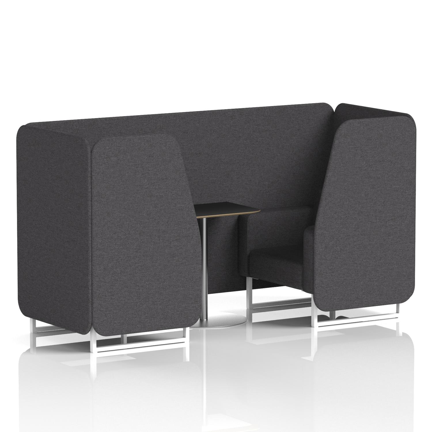 Brixworth 2 Seater Booth With White Legs And Black Table With Silver Leg In X2 Fabric - Arithmetic Panels And Sofa