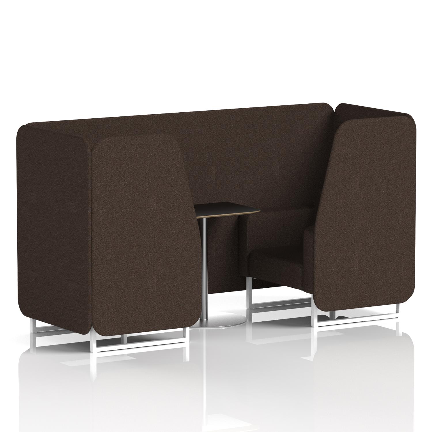 Brixworth 2 Seater Booth With White Legs And Black Table With Silver Leg In Synergy Fabric - Wed Panels And Sofa